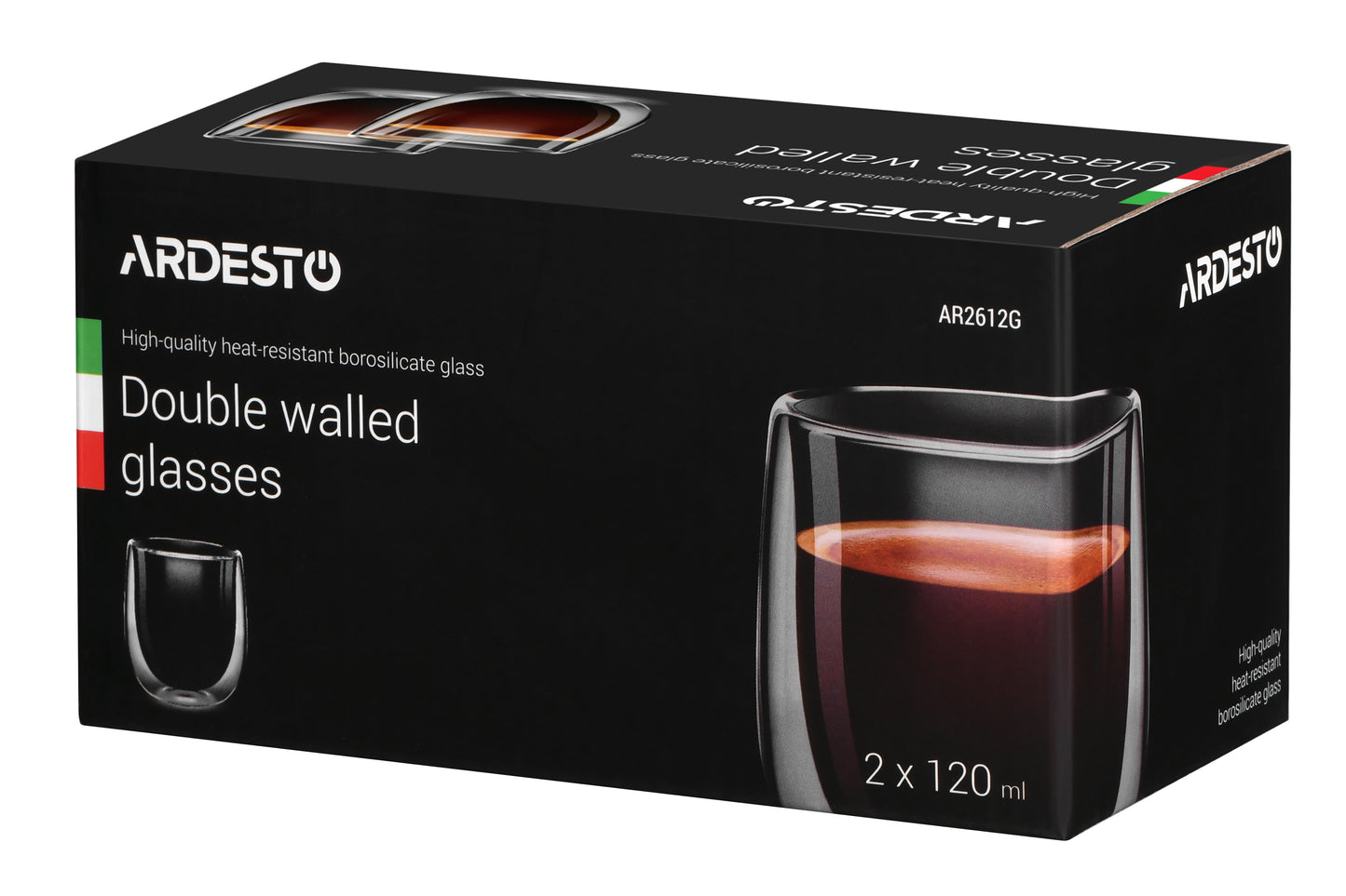 ARDESTO Double wall borosilicate glass mug set Ardesto, 120 ml, 2 pcs