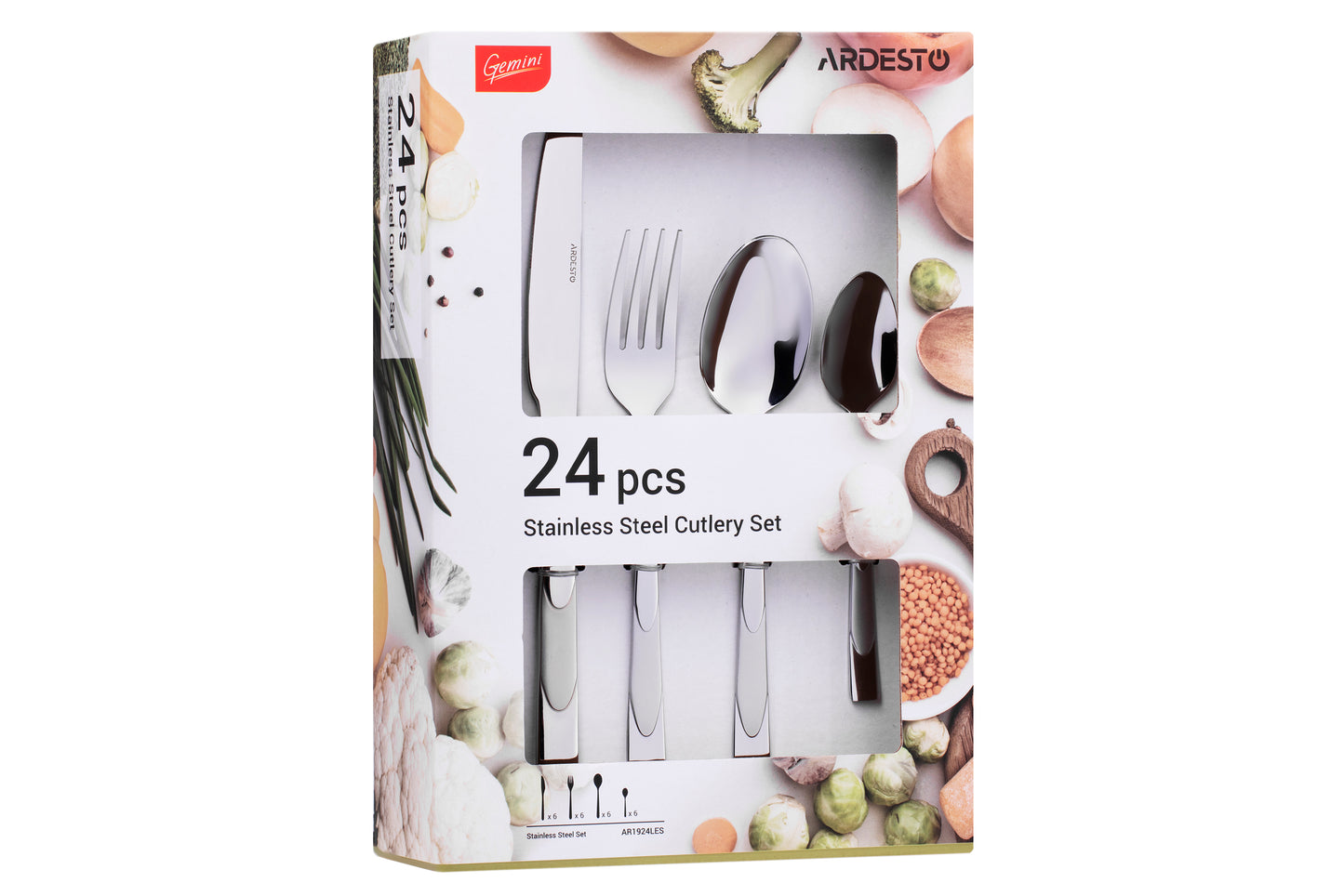 Ardesto Cutlery set Gemini Leo 24pcs., stainless steel