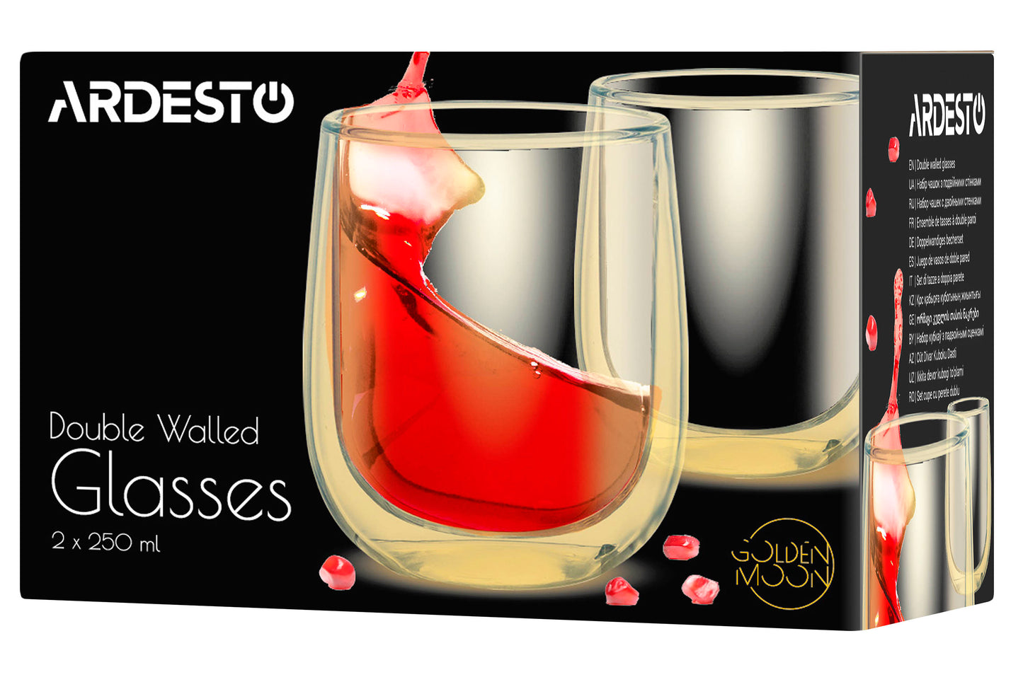 Ardesto Doublewall mug set, 250ml, 2pcs, borosilicate glass, transparent