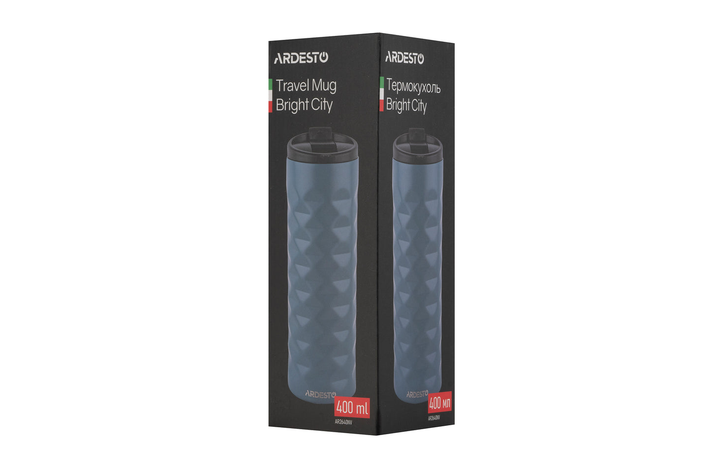 Ardesto Travel mug Bright City 400 ml, stainless steel, dark blue