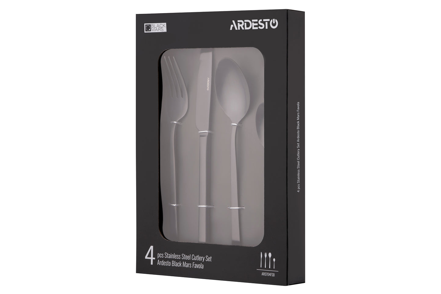 Ardesto Cutlery set Black Mars Favola, 4pcs, stainless steel, black