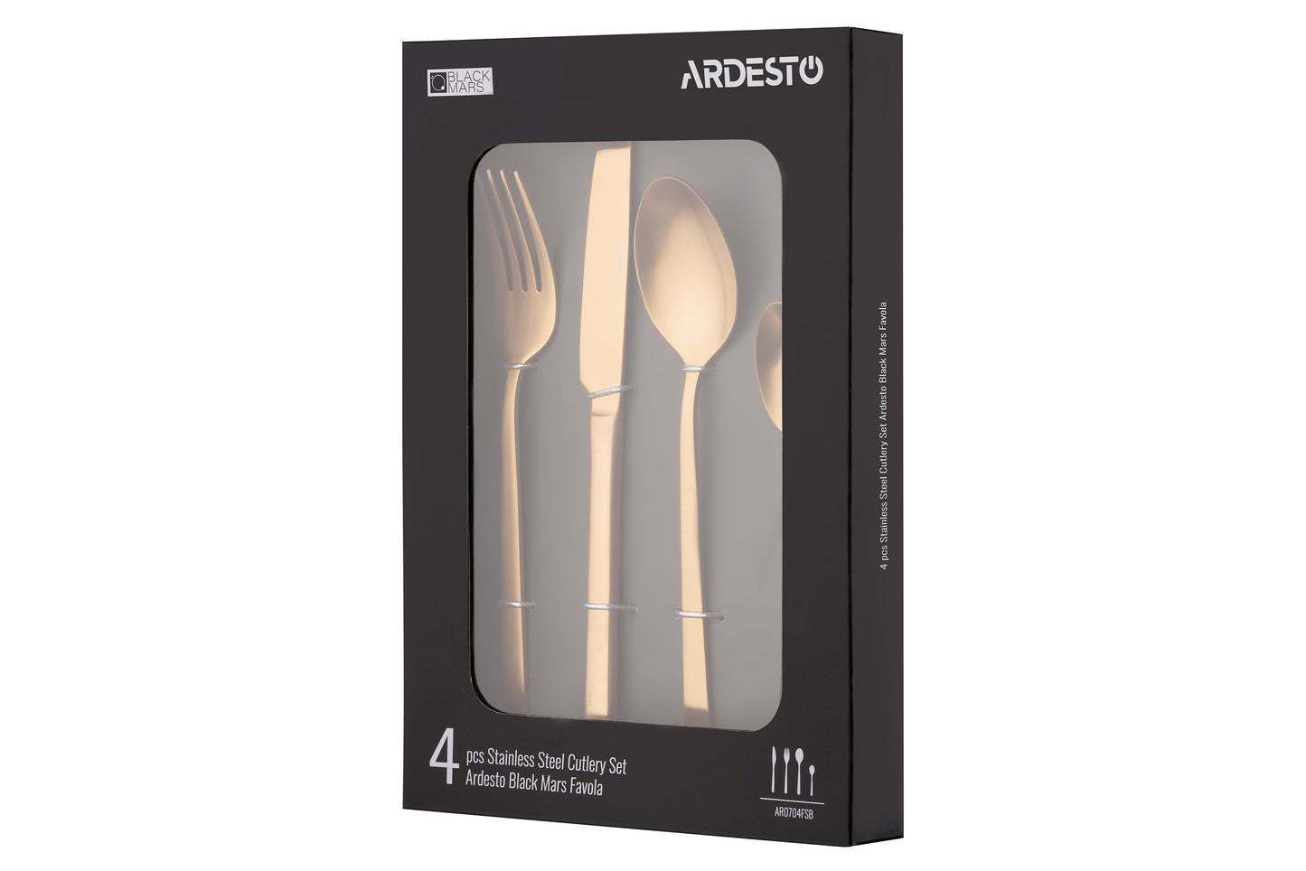 Ardesto Cutlery set Black Mars Favola, 4pcs, stainless steel, golden