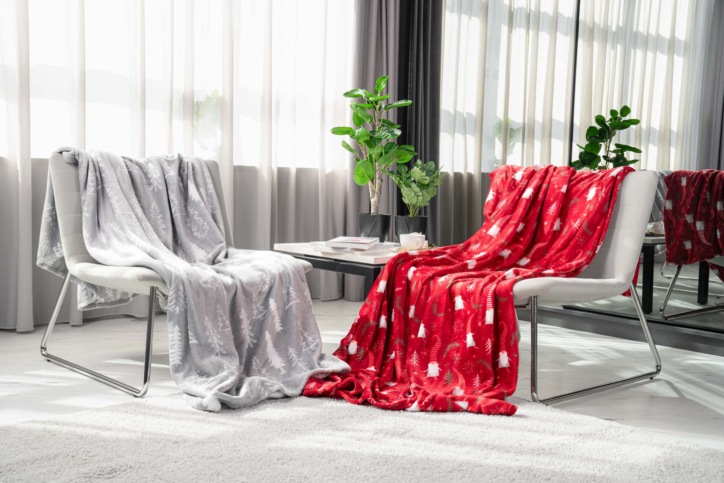 Ardesto Christmas Flannel blanket, 160x200cm, 100% polyester, grey pine