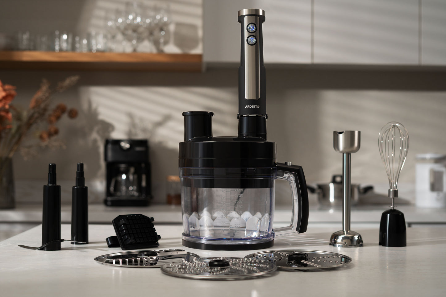 Ardesto blender submersible, 1000W, 7in1, bowl-2000ml, black-silver
