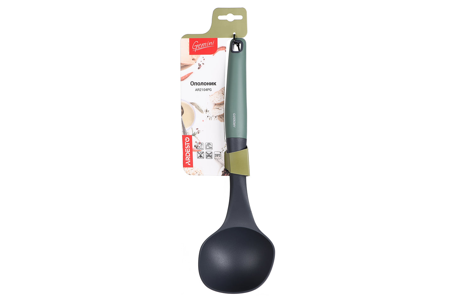 ARDESTO Soup Ladle Gemini, gray/green, nylon, pp with soft touch