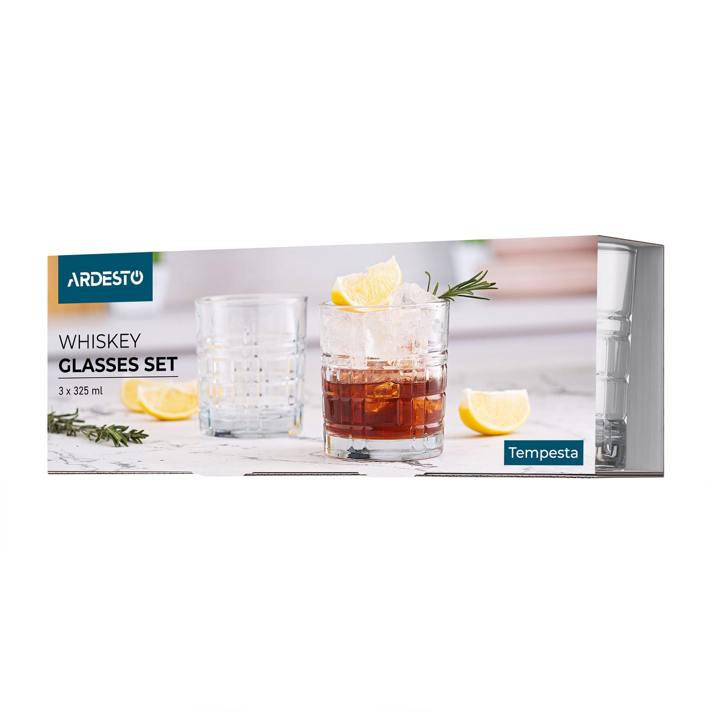 Ardesto Whiskey glasses set Tempesta 325 ml, 6 pcs, glass