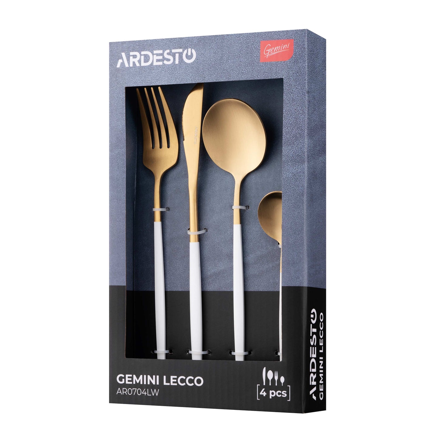 Cutlery set ARDESTO Gemini Lecco, 4pcs, stainless steel, golden-white 767637169547