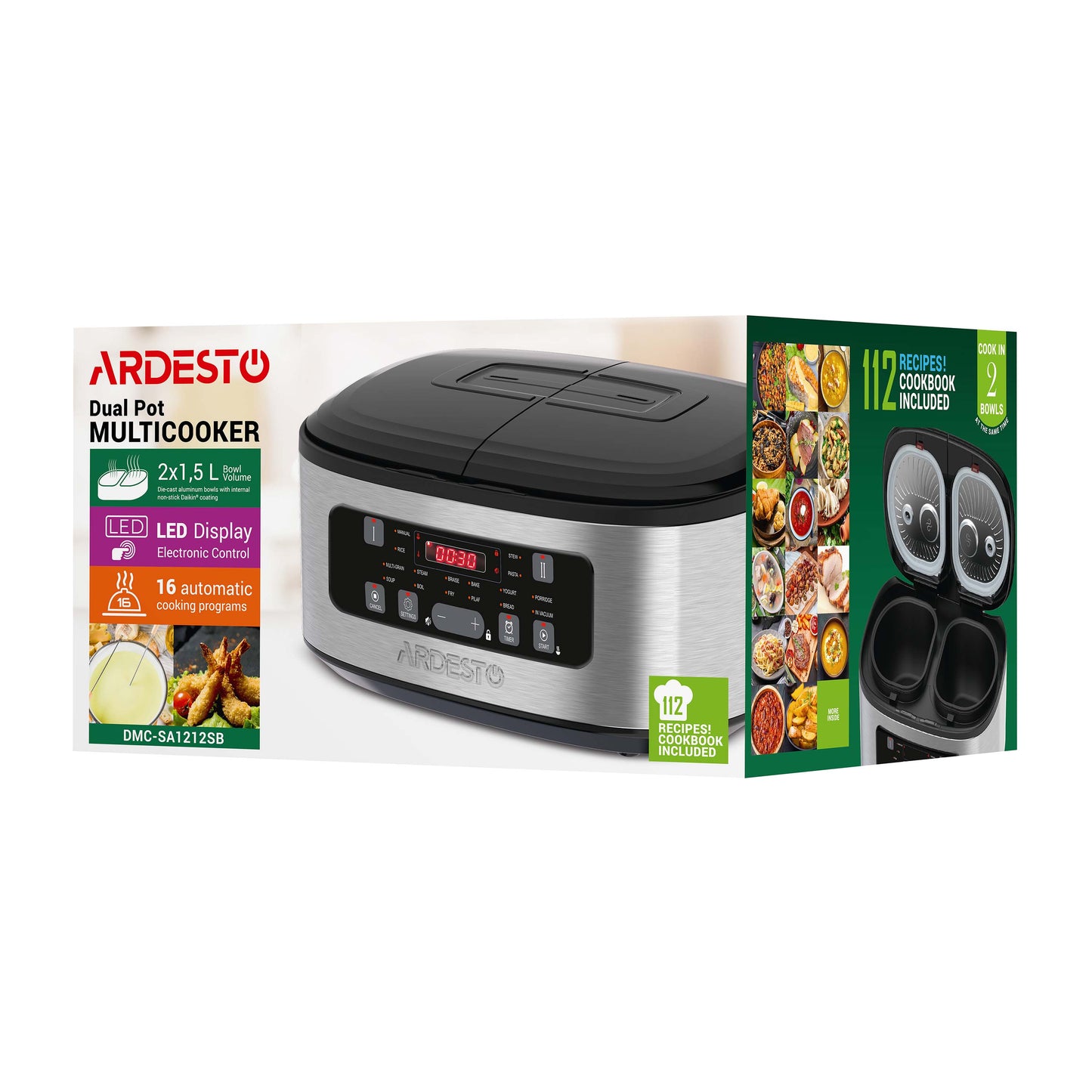 Ardesto Multicooker DMC-SA1212SB 2 pots/silver-black