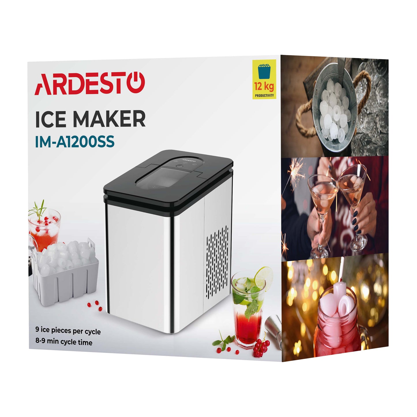 Ardesto Ice maker household, 12kg/day, 1.8L, inox