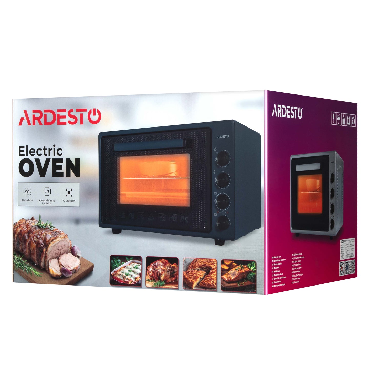 ARDESTO Electric oven ARDESTO, 70L, 2000W, mech., double glass, inox
