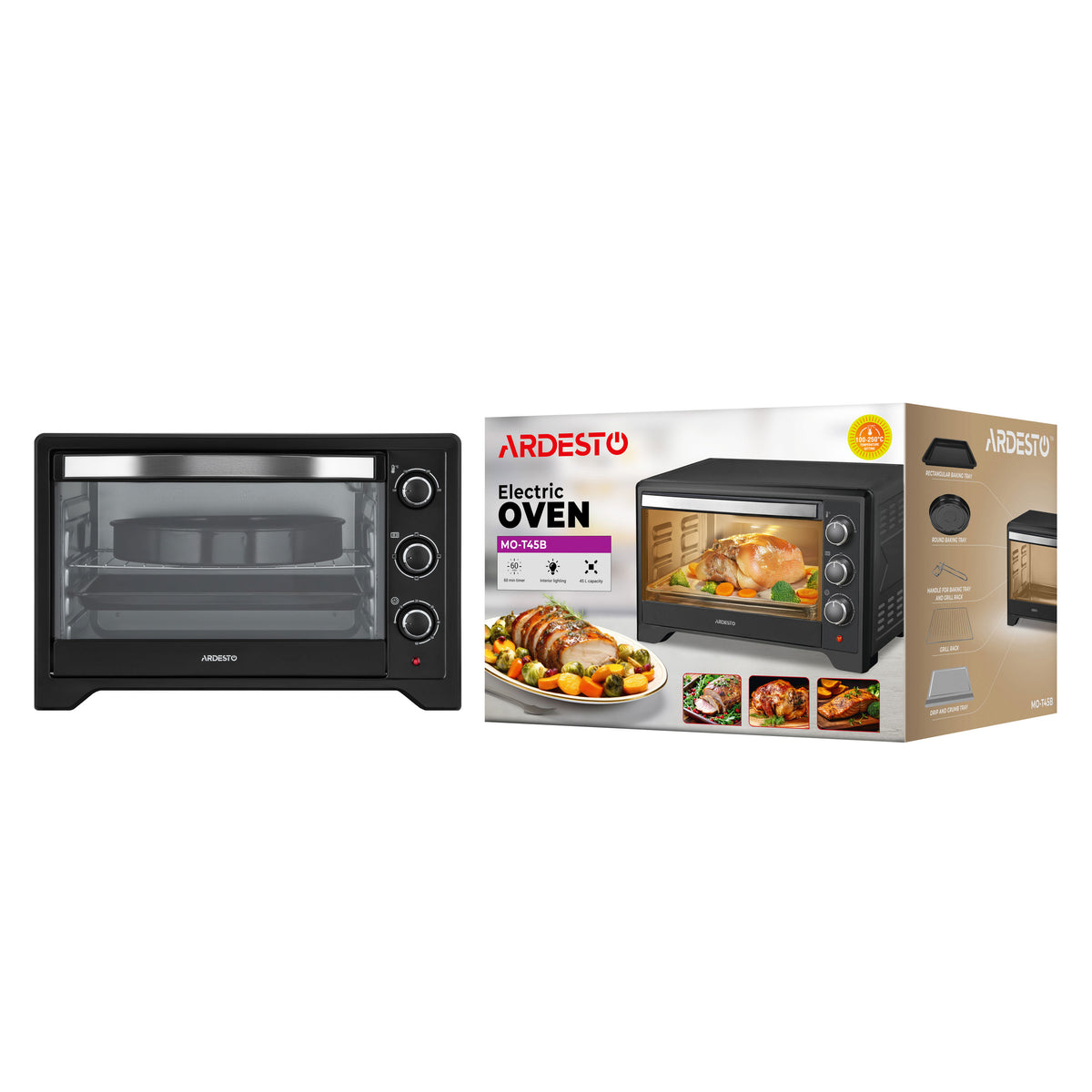 ARDESTO Electric oven, 45L, 2015W, mech., black