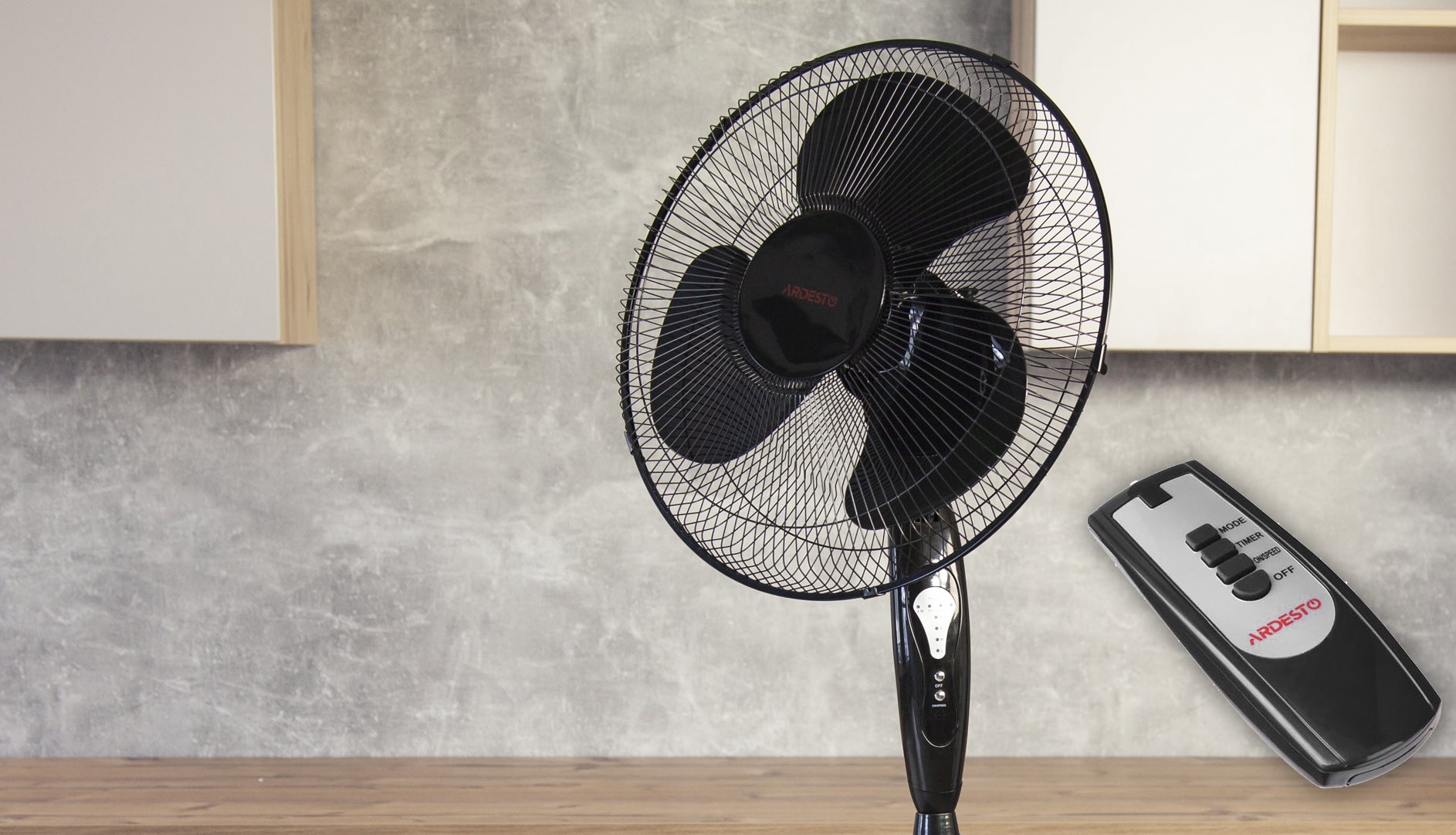 Floor fan ARDESTO, 40см, 45Вт, remote control, black