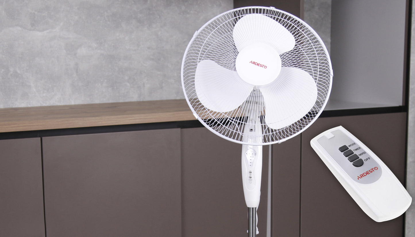 Ardesto FN-R1608RW fan with remote control, round support, white