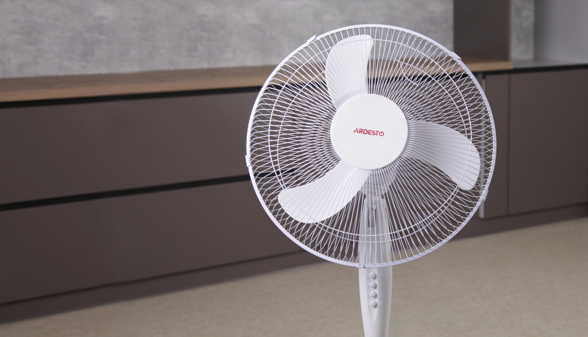 Ardesto FN-1608RW fan with mechanical control, round support, white