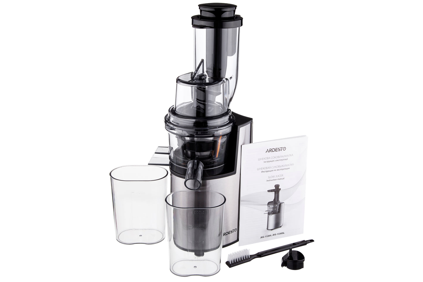 Ardesto auger juicer, 200W, bowl-0.6L, cake-0.6L, plastic/iron, silver-black