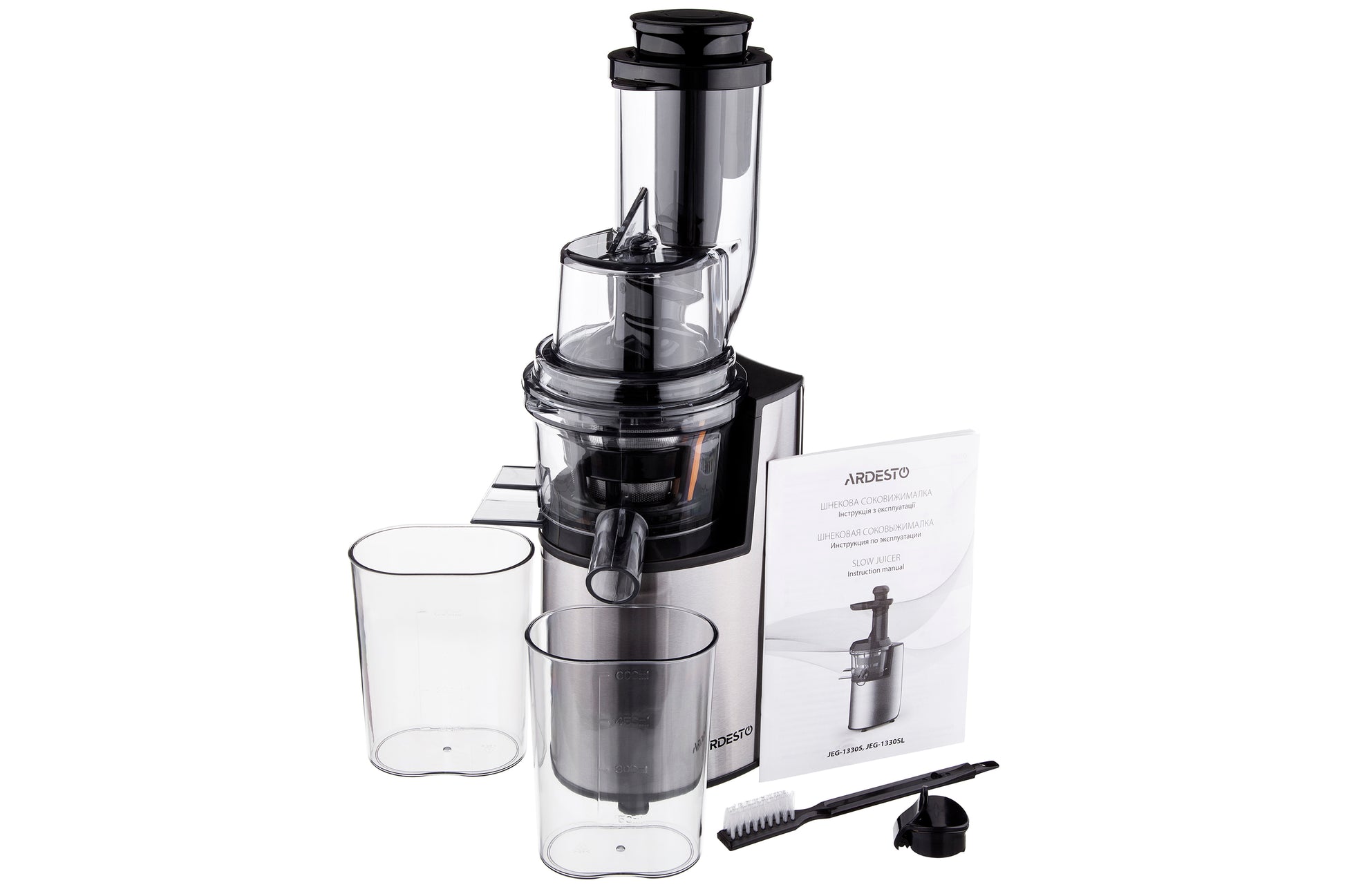 Ardesto auger juicer, 200W, bowl-0.6L, cake-0.6L, plastic/iron, silver-black