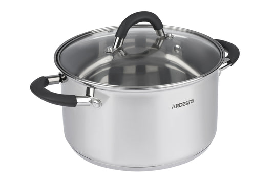 Casserole Ardesto Gemini, glass lid, 2.5 l, gray handles with silicone