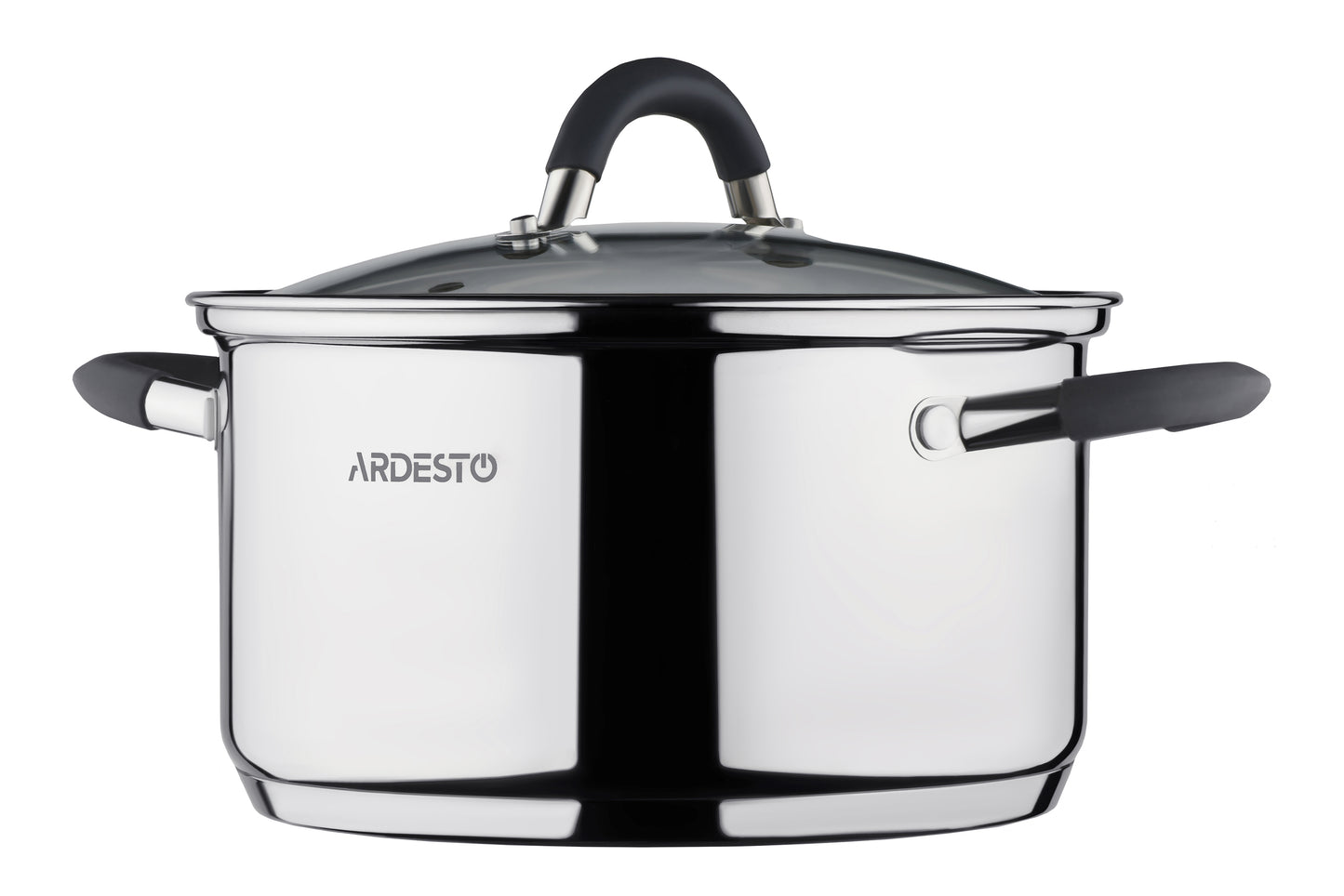 Casserole Ardesto Gemini, glass lid, 2.5 l, gray handles with silicone