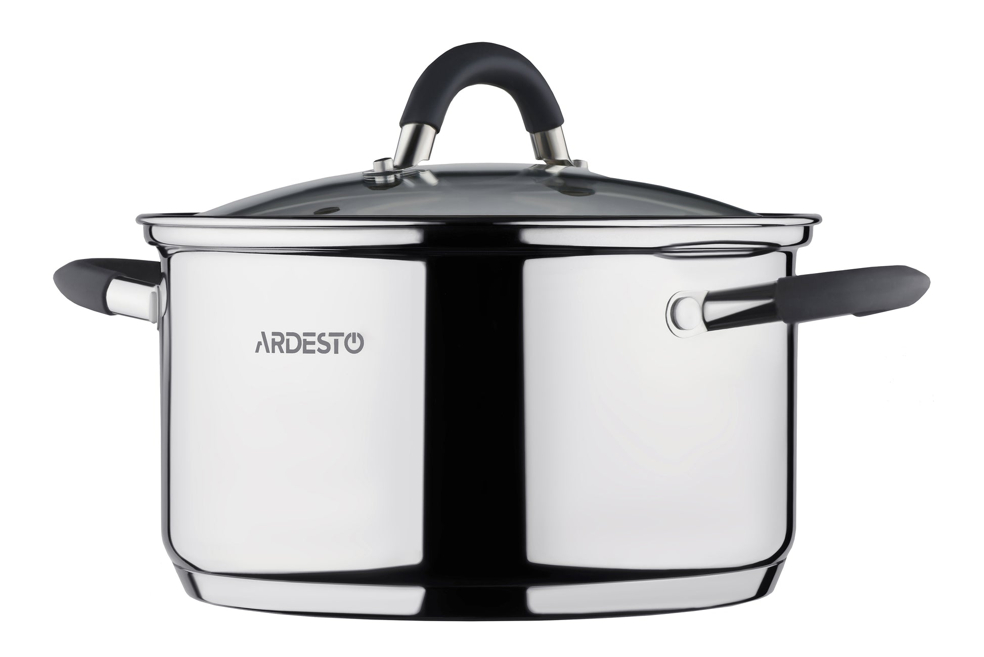 Casserole Ardesto Gemini, glass lid, 2.5 l, gray handles with silicone
