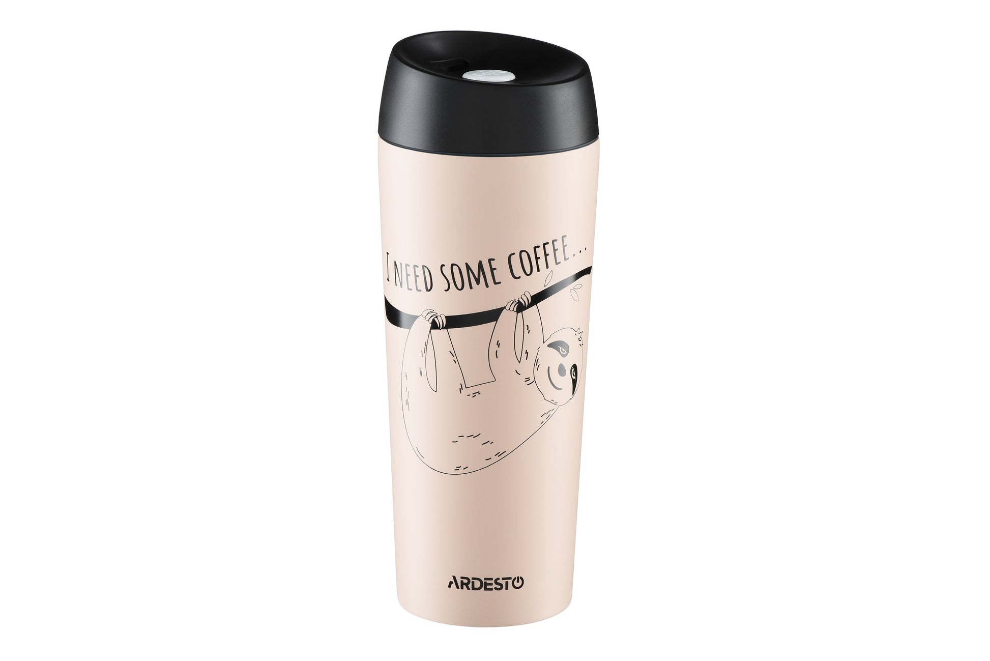 Ardesto Travel mug Coffee time Bradypus 450 ml, beige, s/s