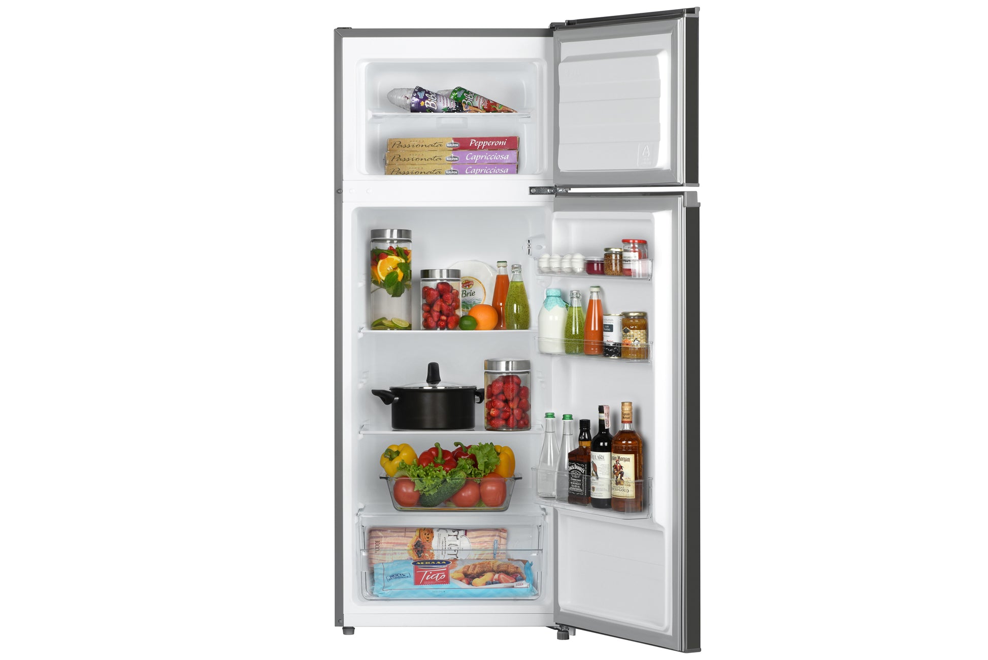Ref ARDESTO with top freezer, 143x55x55, ref-164L, freez.-40L, 2doors, A+, ST, silve