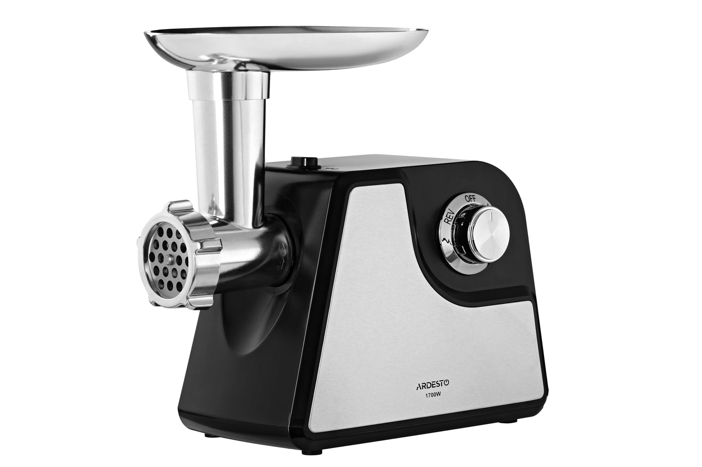 Ardesto meat grinder, 1700W, 1.6kg/min, 2 cutting plates, sausages nozzle, tomato juicer, plastik/metal, black-silver