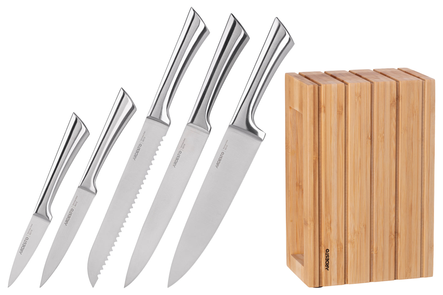 Ardesto Knife set  Black Mars 6pcs., s/s, bamboo block