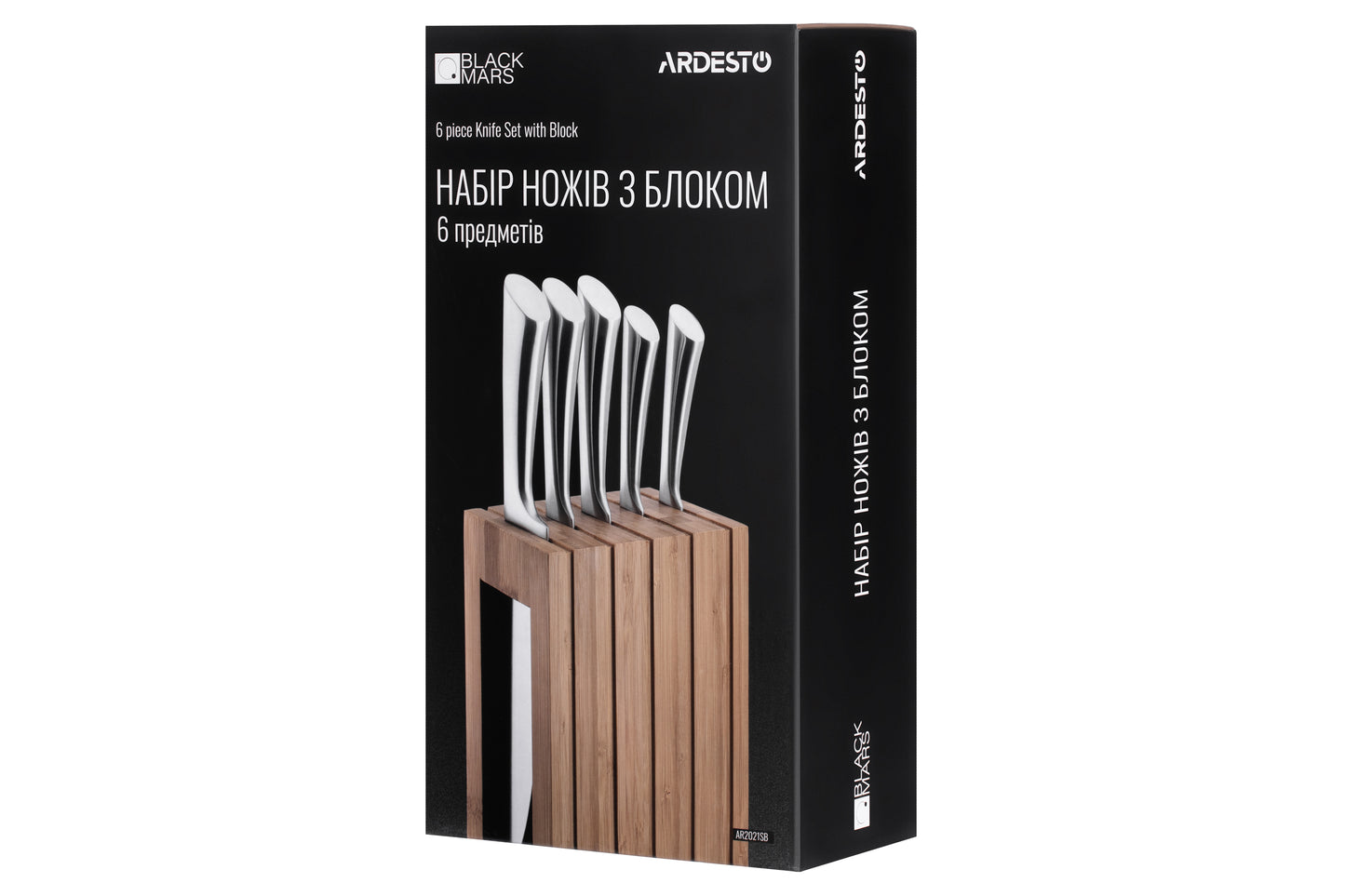 Ardesto Knife set  Black Mars 6pcs., s/s, bamboo block
