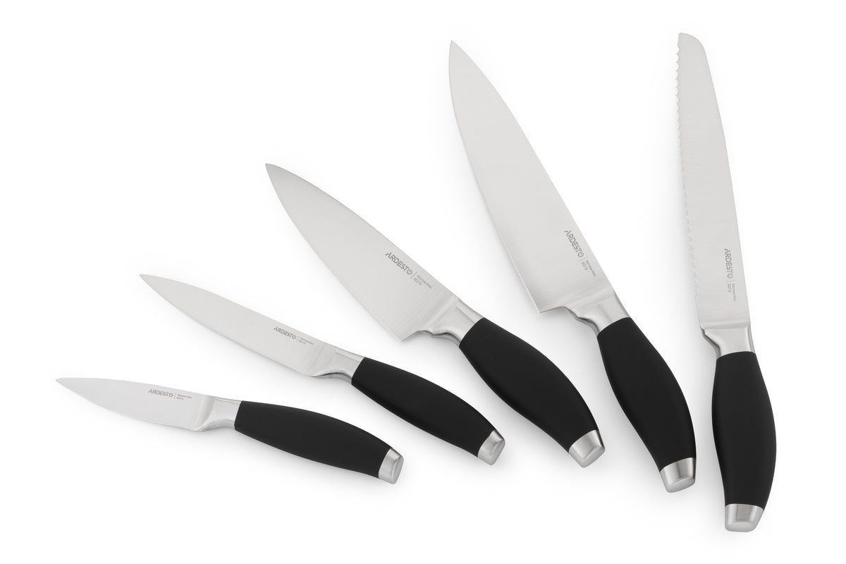 Ardesto Knife set Gemini 6 pcs, s/s, plastic, block: bamboo, s/s