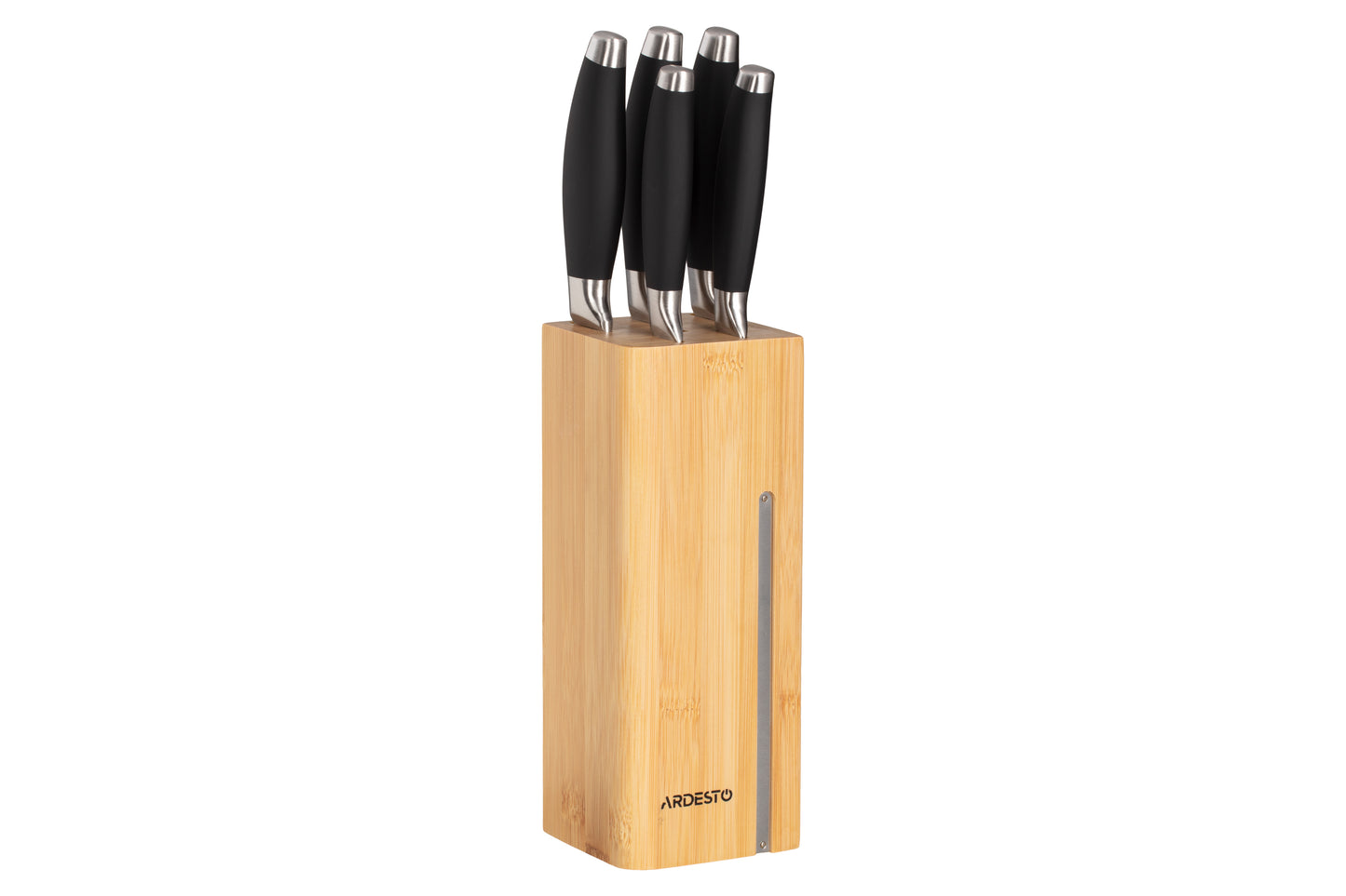 Ardesto Knife set Gemini 6 pcs, s/s, plastic, block: bamboo, s/s