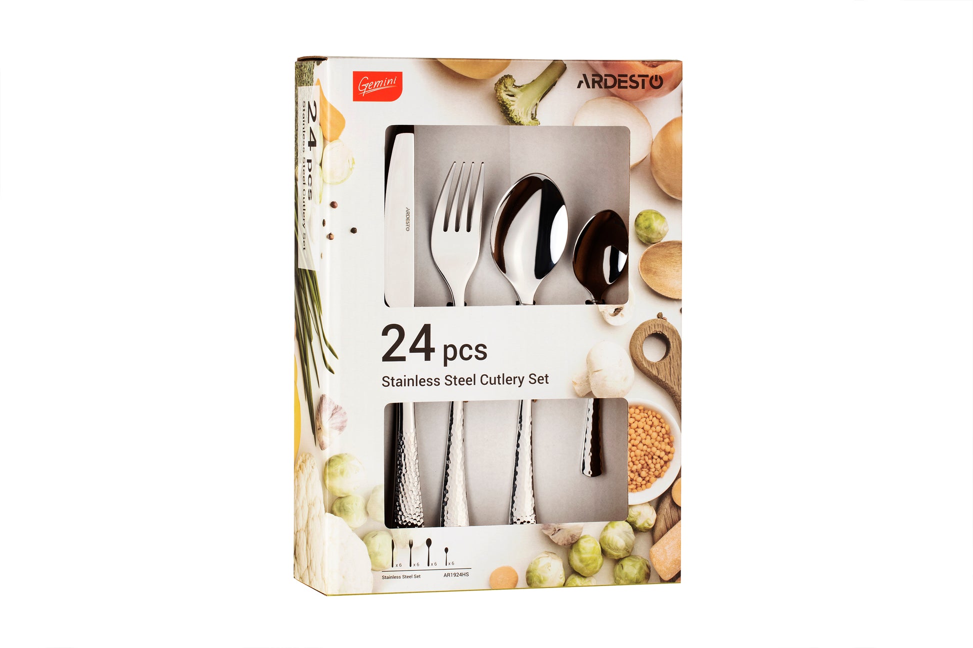 Ardesto Cutlery set Gemini Hammered 24pcs., stainless steel