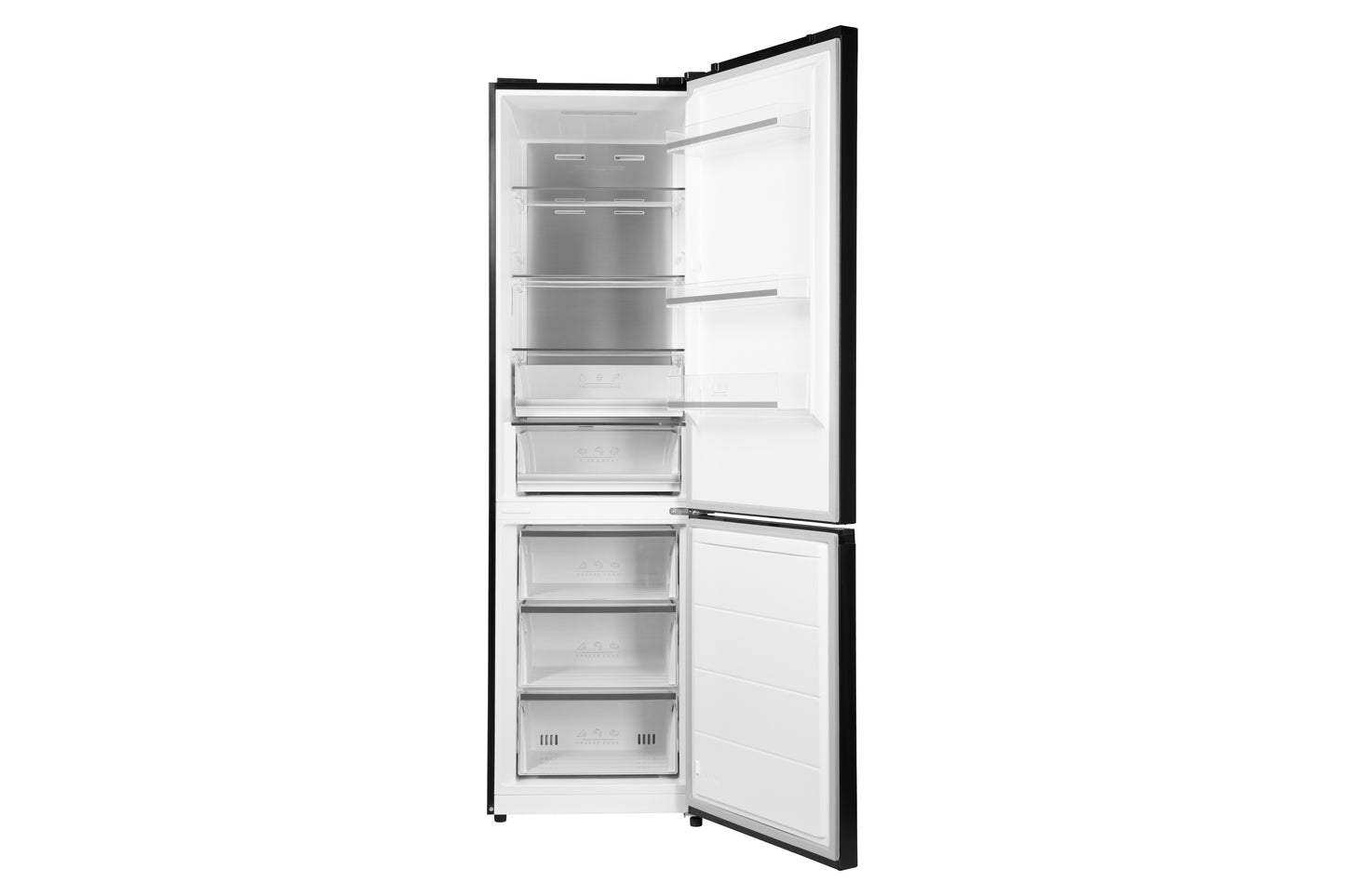 Ref ARDESTO with bottom freezer, 201.8x59.5x66, ref-256L, freez.-122L, 2doors, A+, NF, display ext, fresh zone, black