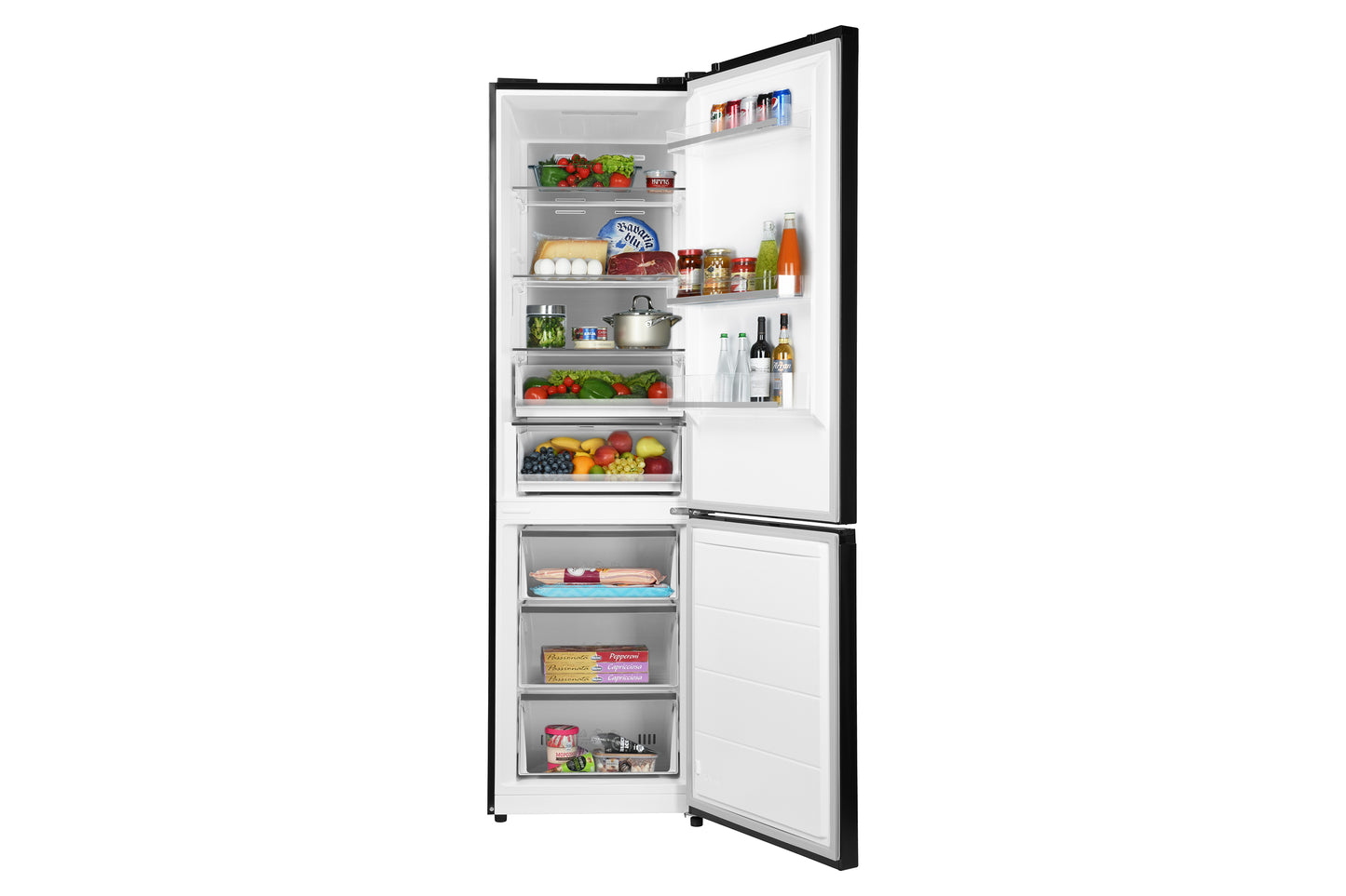 Ref ARDESTO with bottom freezer, 201.8x59.5x66, ref-256L, freez.-122L, 2doors, A+, NF, display ext, fresh zone, black