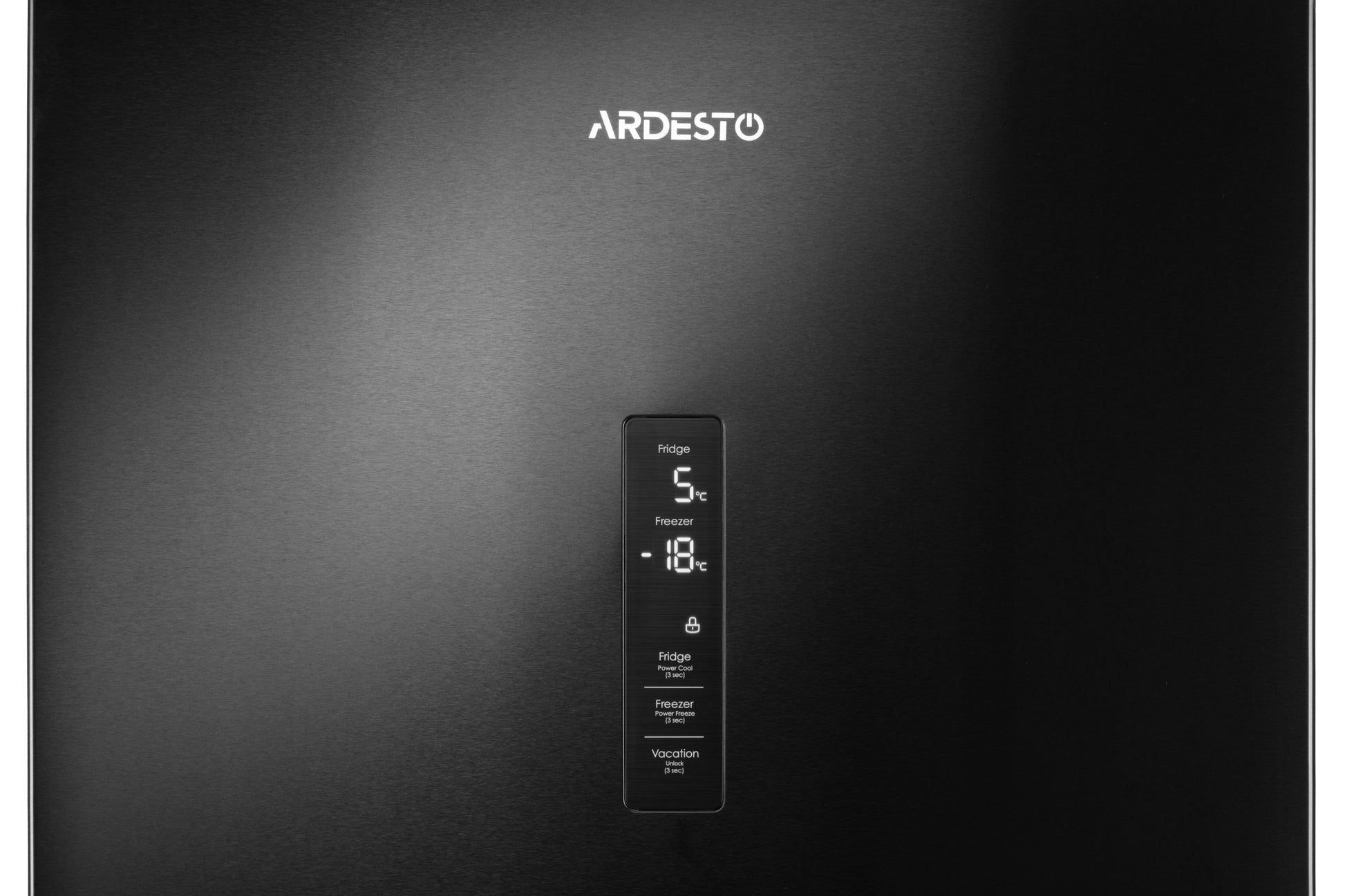 Ref ARDESTO with bottom freezer, 201.8x59.5x66, ref-256L, freez.-122L, 2doors, A+, NF, display ext, fresh zone, black