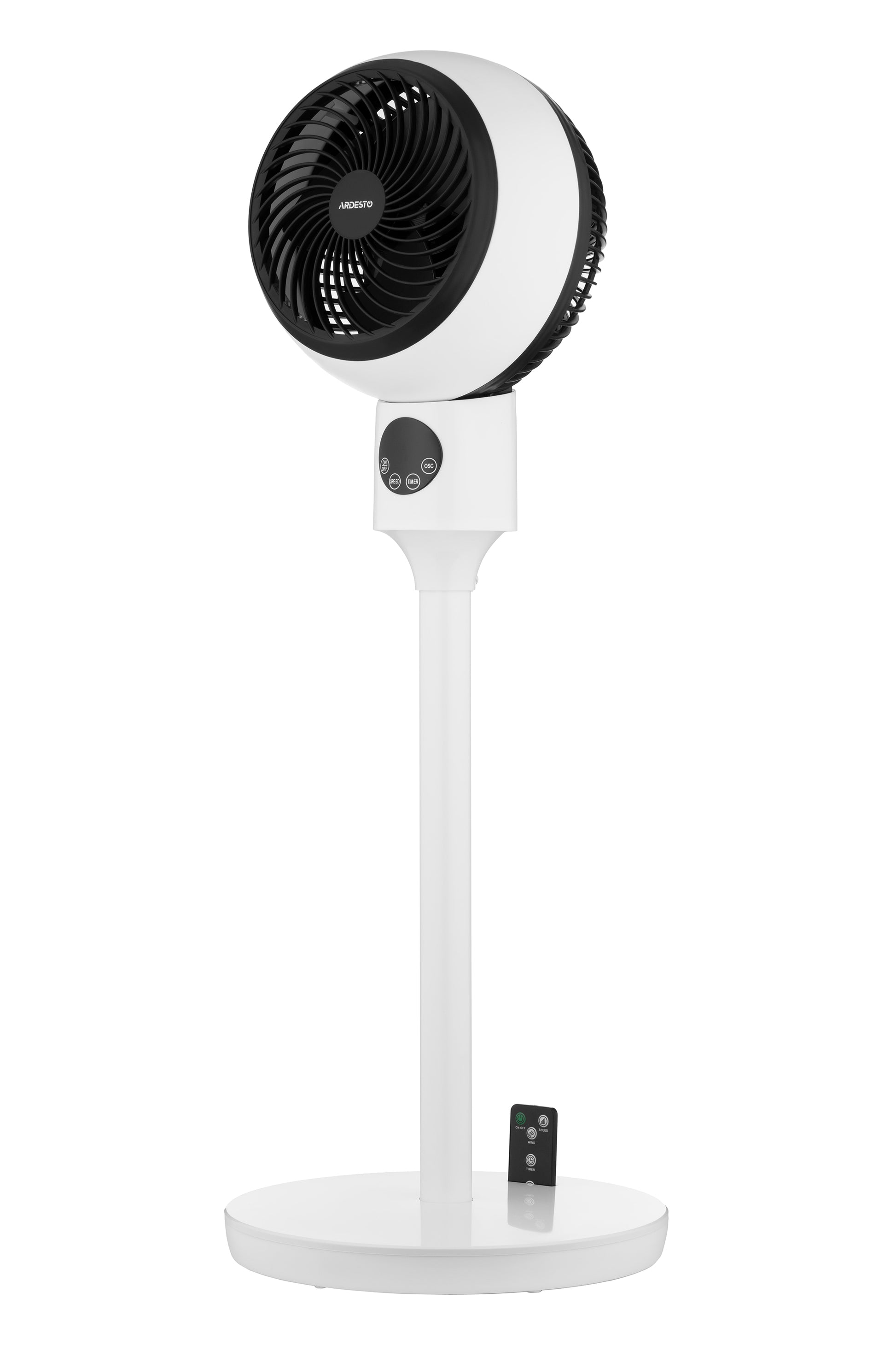 ARDESTO Floor fan, 50Вт, remote control, display, black and white