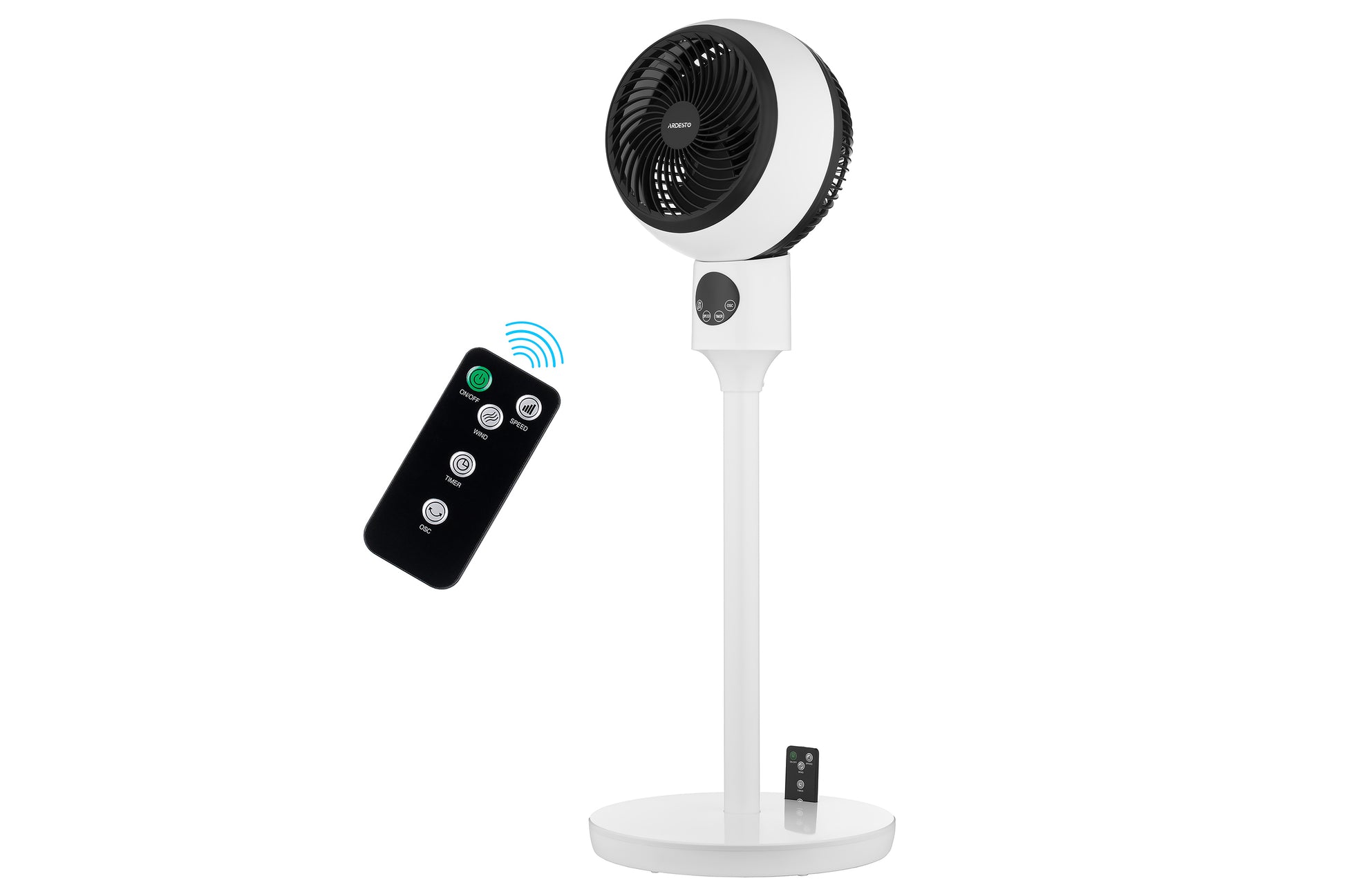 ARDESTO Floor fan, 50Вт, remote control, display, black and white