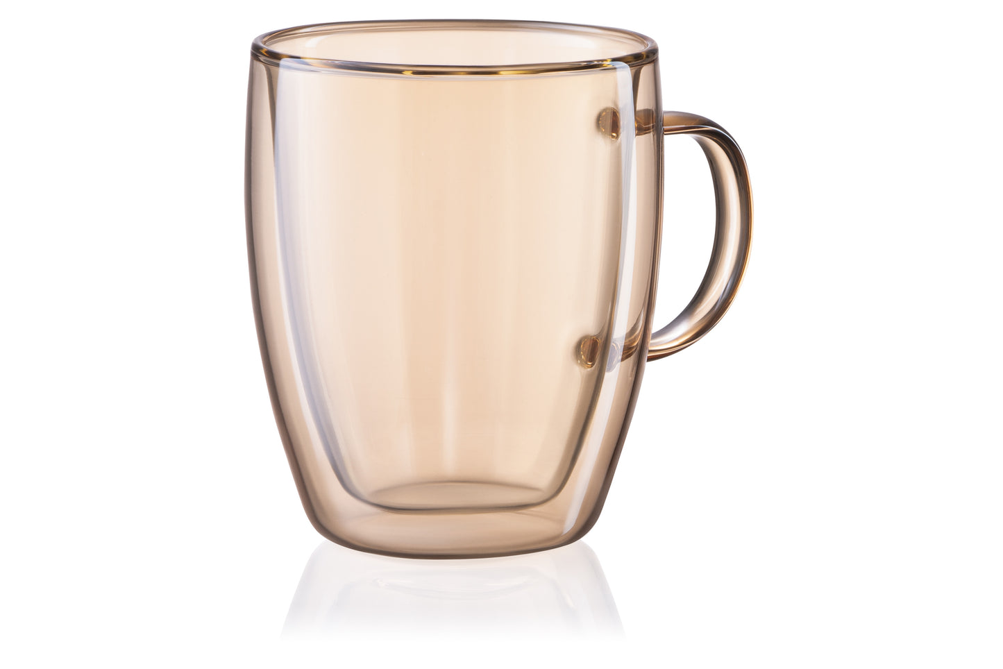Ardesto Doublewall mug set with handles Golden Moon, 270ml, 2pcs, borosilicate glass, golden