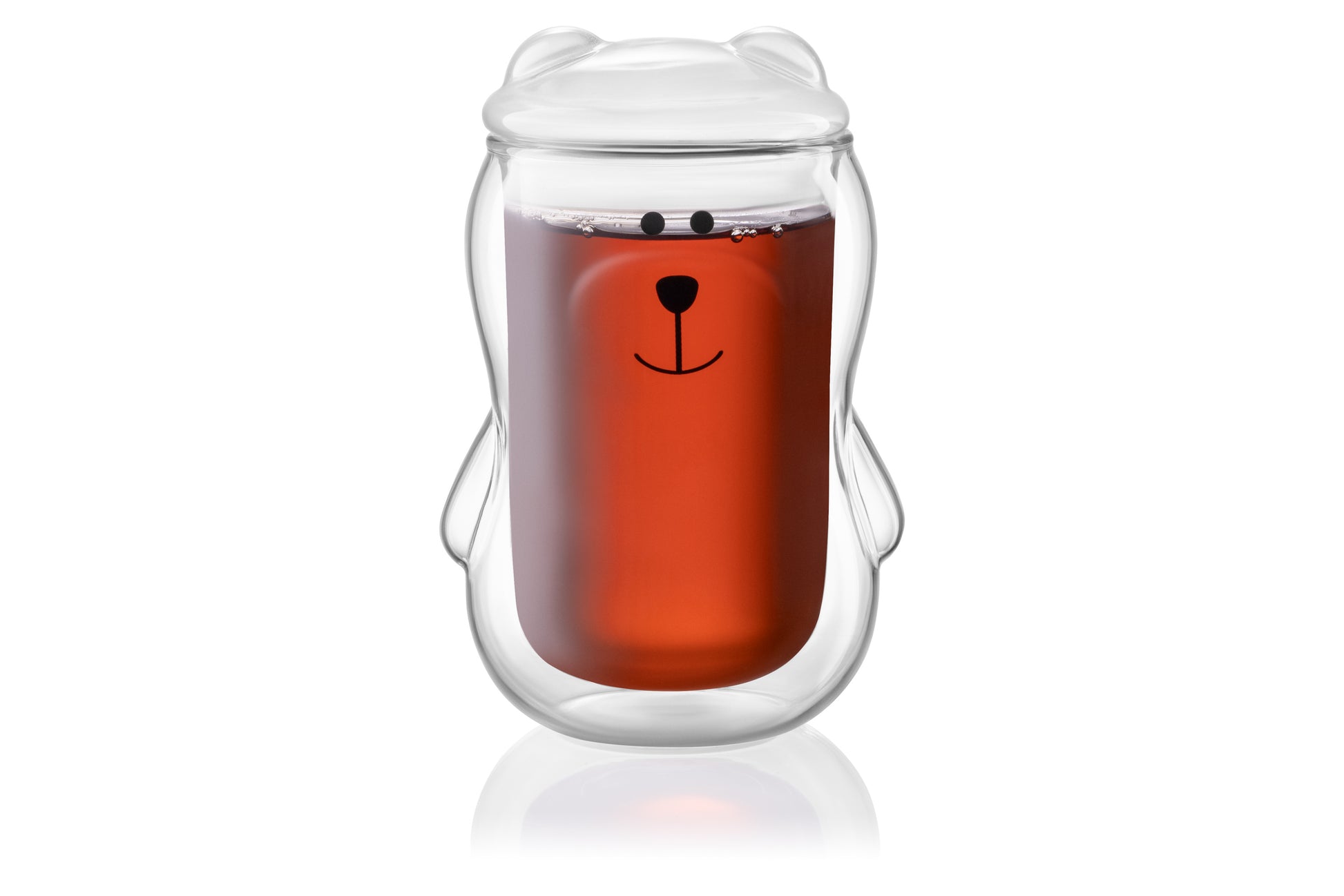 Ardesto Double wall borosilicate glass mug set with a lid Animals, 300 ml, 2 pcs, with glass lid