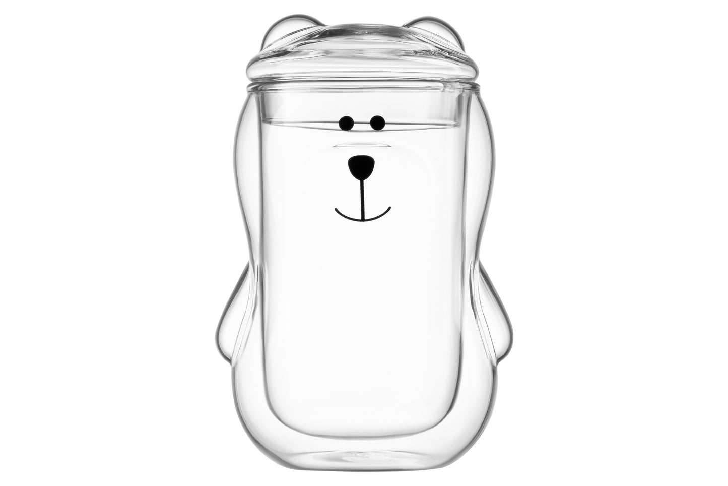 Ardesto Double wall borosilicate glass mug set with a lid Animals, 300 ml, 2 pcs, with glass lid