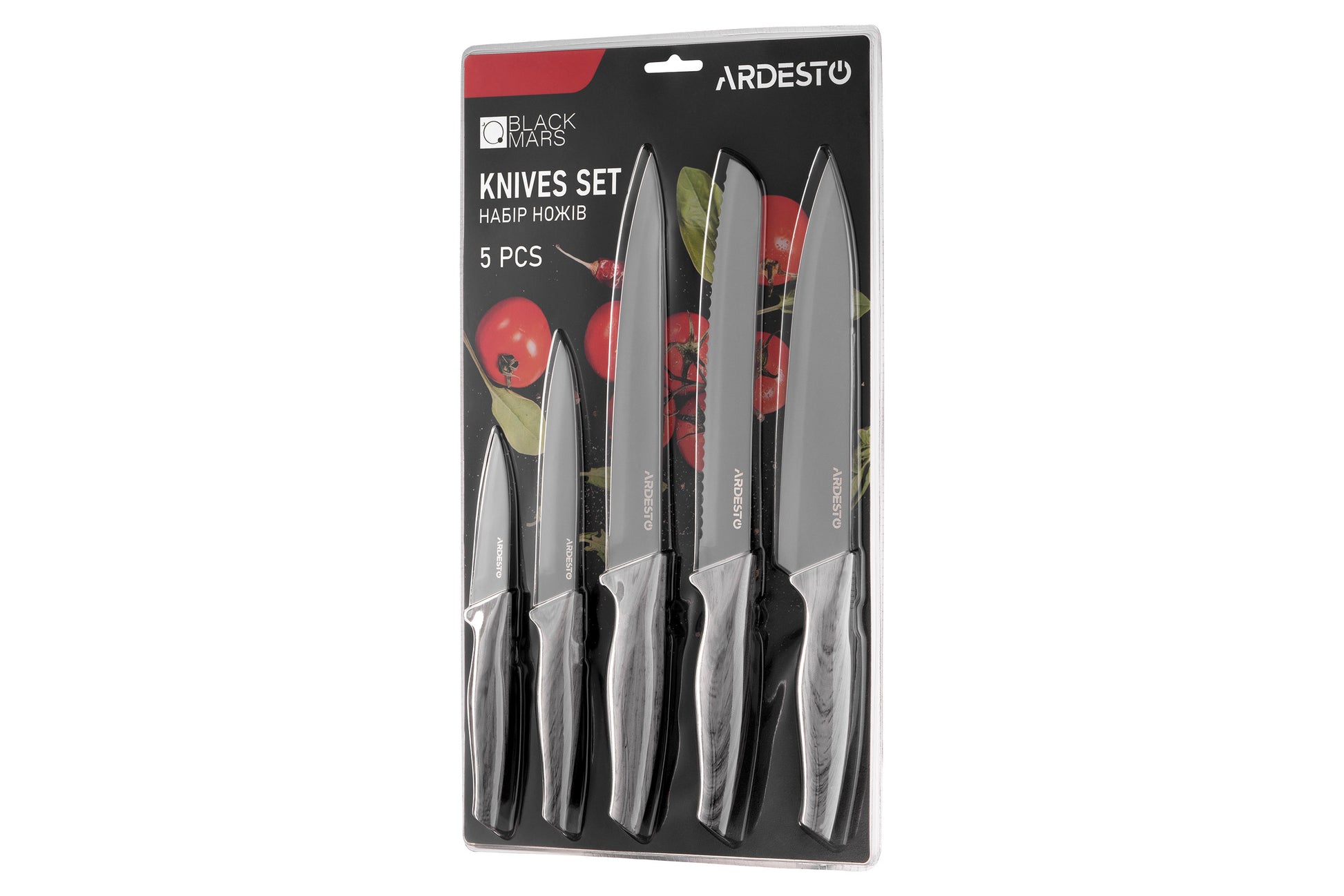 Ardesto Black Mars Knives Set 5 pcs, stainless steel, plastic