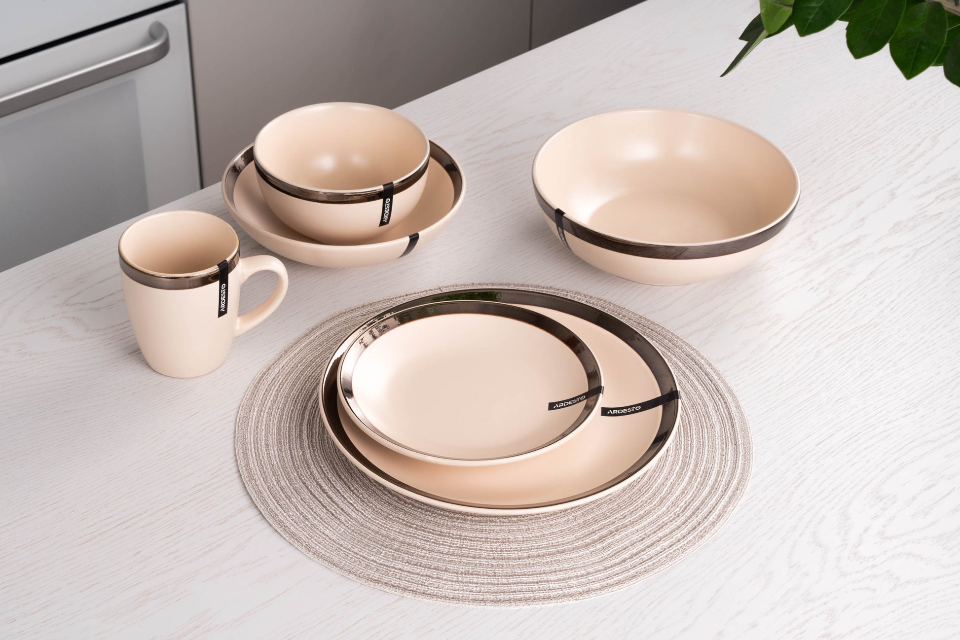 Ardesto Dinner plate Liguria Cream, 26cm, ceramics, creamy