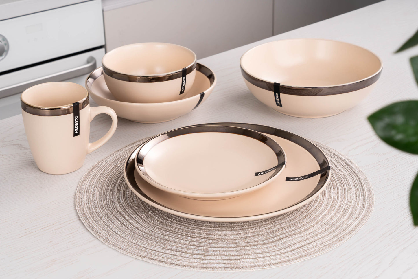 Ardesto Dinner plate Liguria Cream, 26cm, ceramics, creamy
