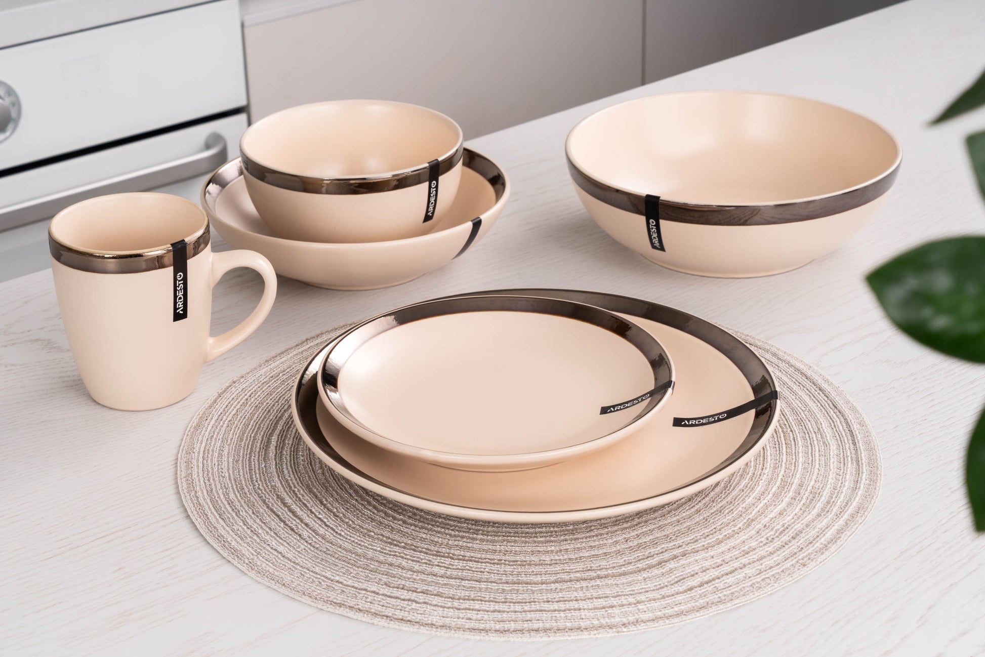 Ardesto Dinner plate Liguria Cream, 26cm, ceramics, creamy