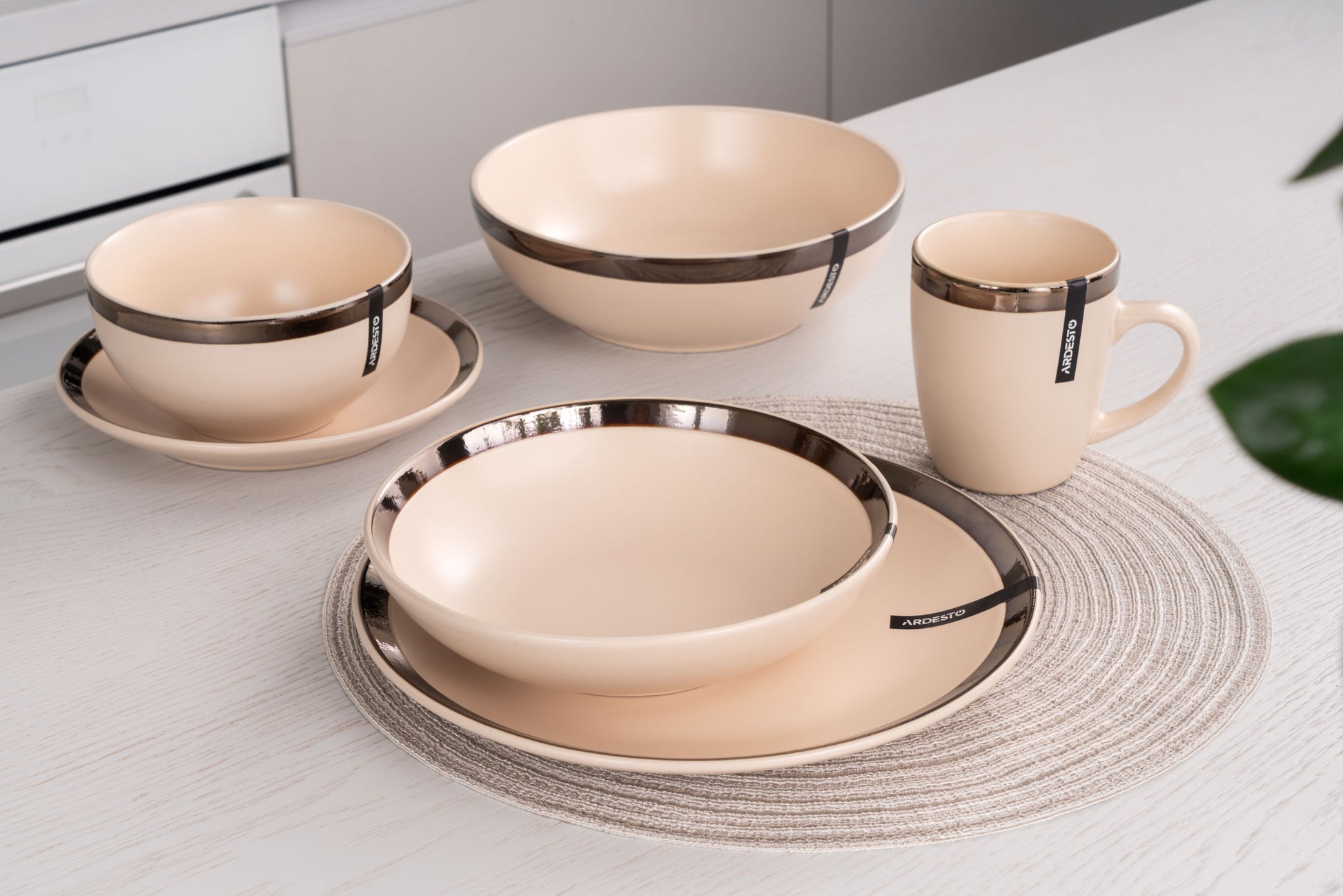 Ardesto Dinner plate Liguria Cream, 26cm, ceramics, creamy
