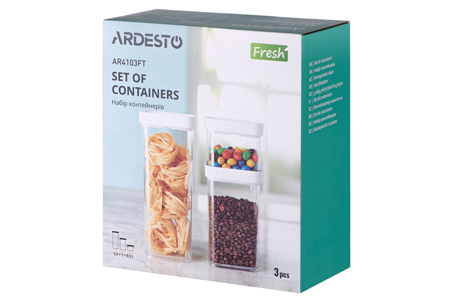 Ardesto Food storage containers Fresh, 3pcs, plastic, white