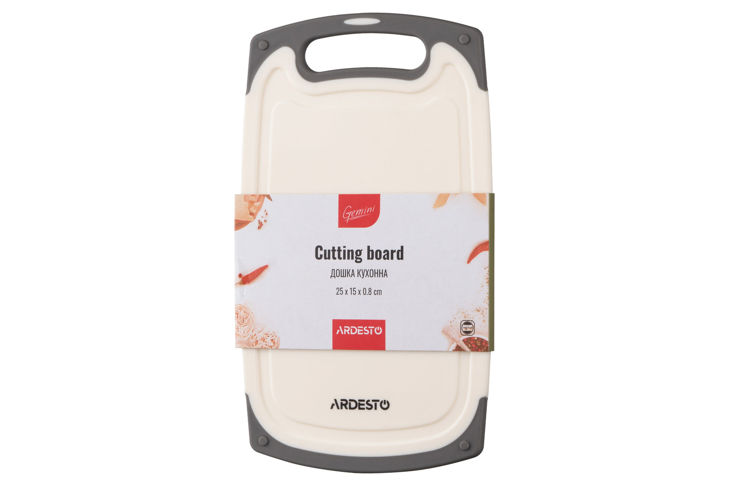 Ardesto Cutting board Gemini, 25х15х0.8cm, plastic, white