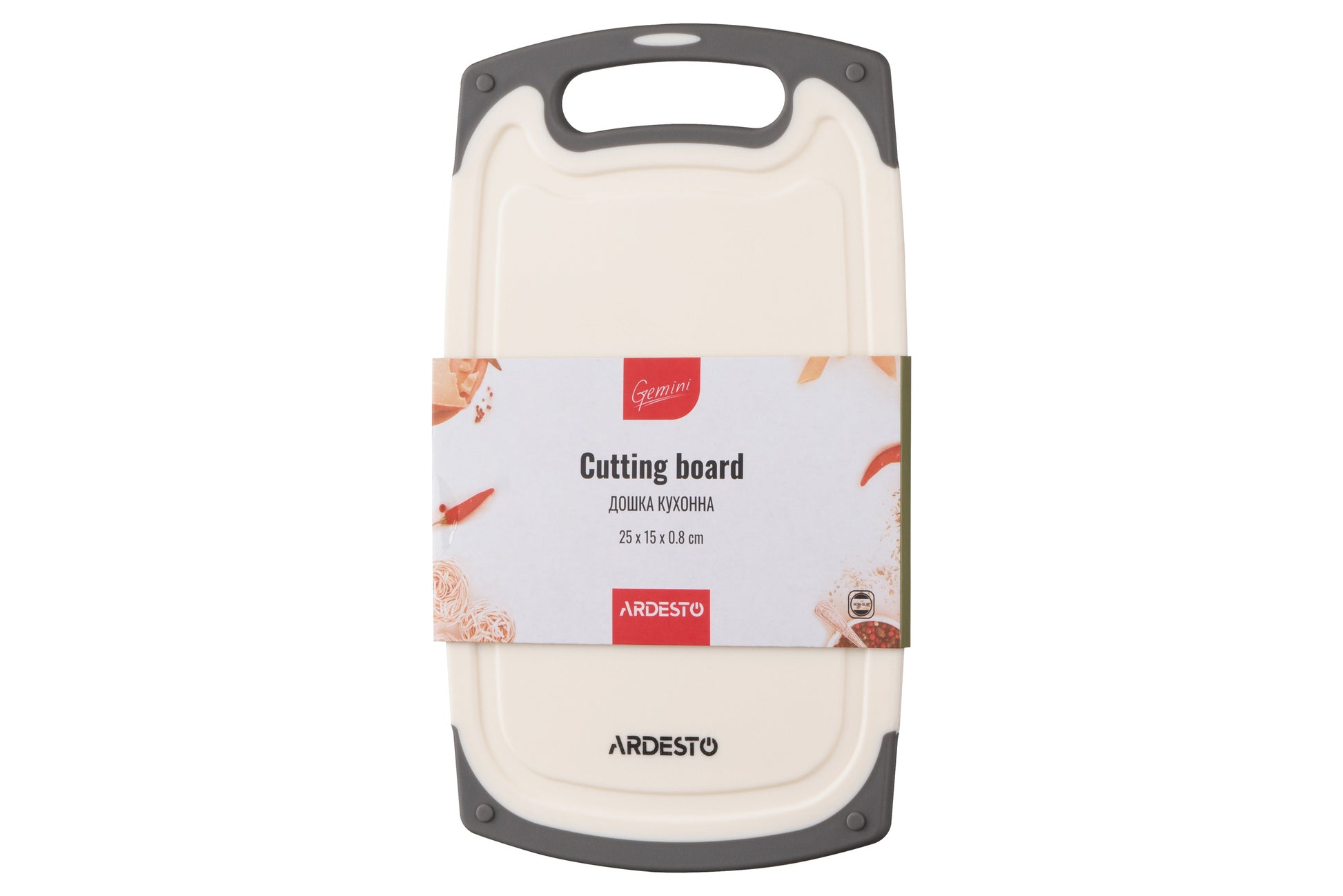 Ardesto Cutting board Gemini, 25х15х0.8cm, plastic, white