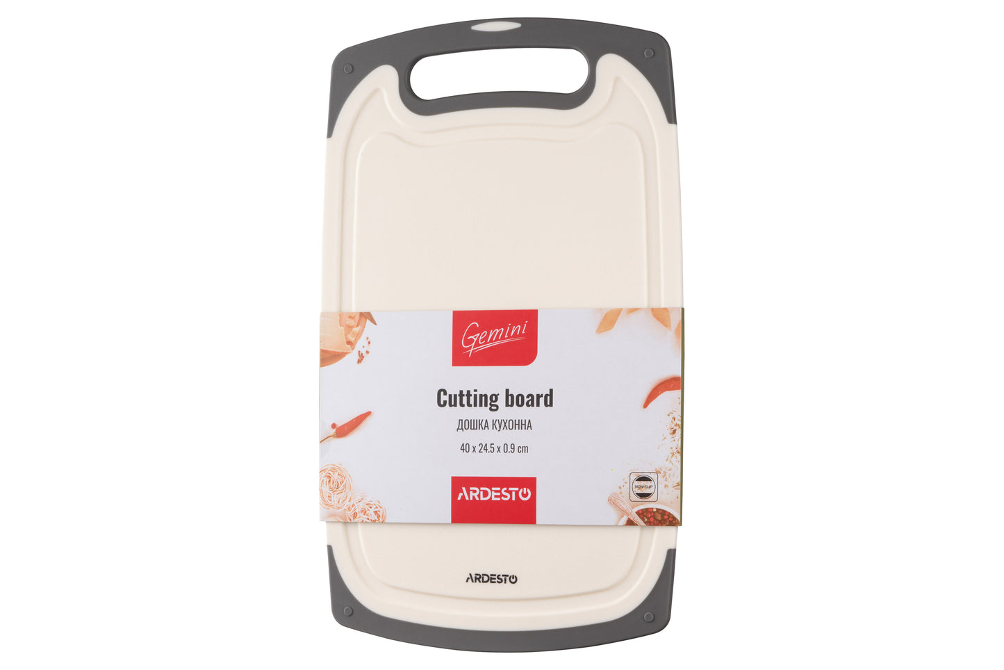 Ardesto Cutting board Gemini, 40х24.5х0.9cm, plastic, white