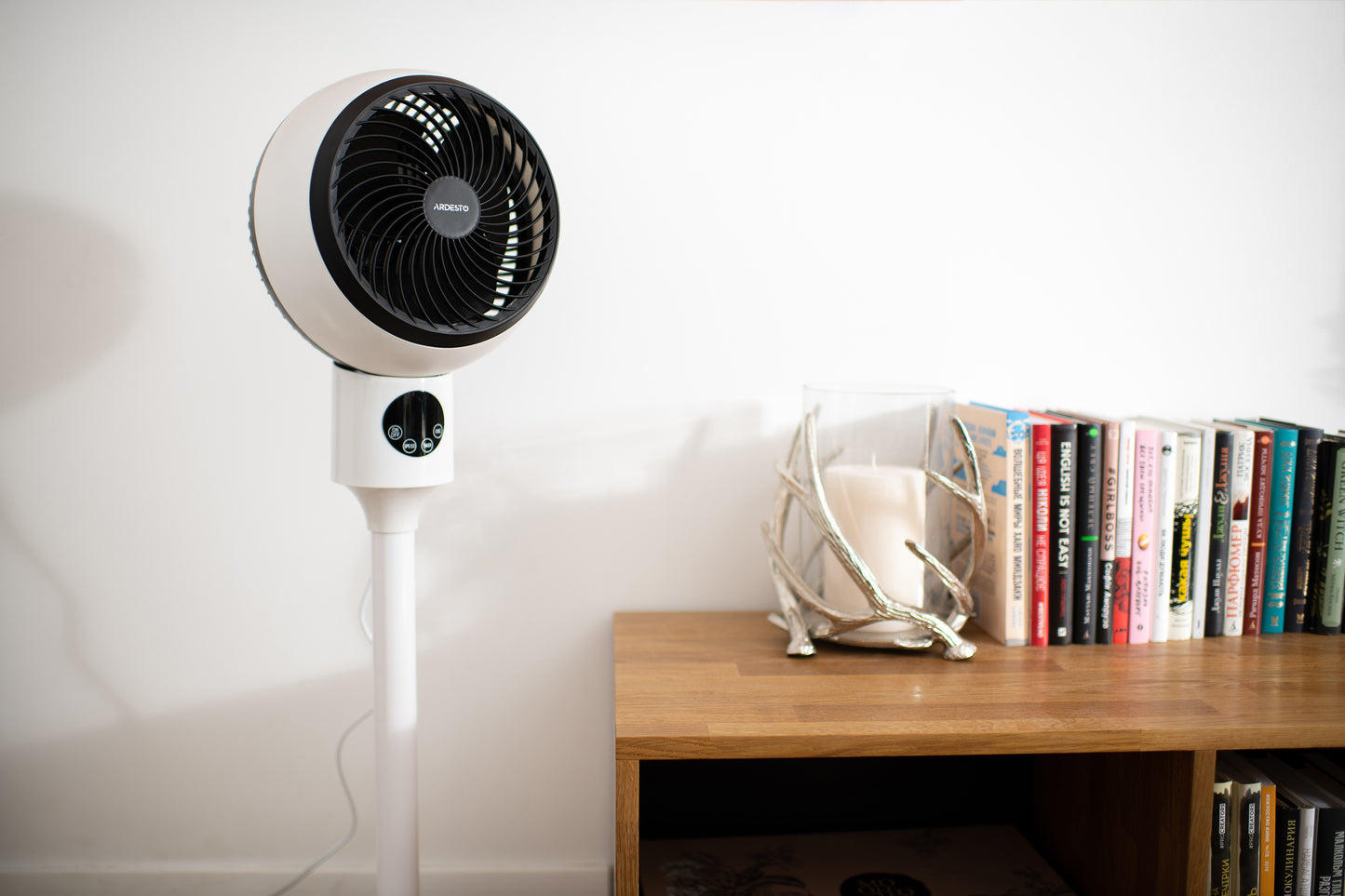ARDESTO Floor fan, 50Вт, remote control, display, black and white