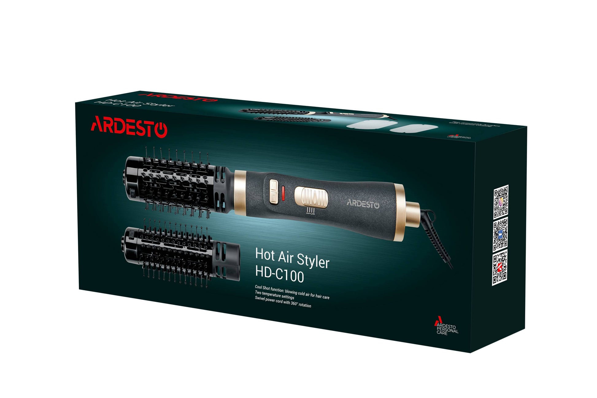 Ardesto Hair dryer brush , 2W, 2 modes, black